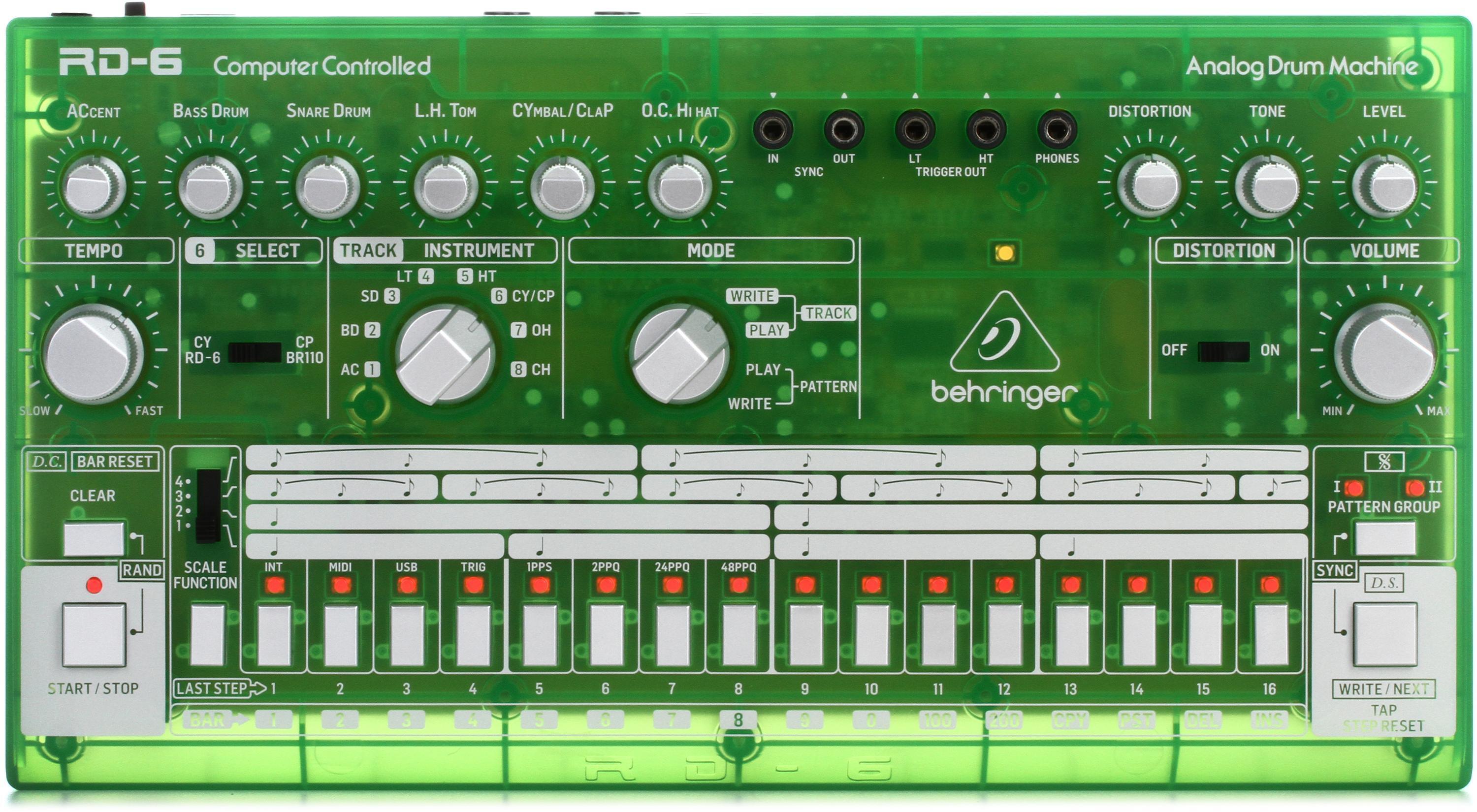 Behringer RD-6-LM Analog Drum Machine - Lime Translucent | Sweetwater
