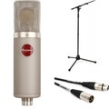 Photo of Mojave Audio MA-200 Large-diaphragm Tube Condenser Microphone Bundle with Stand and Cable - Satin Nickel