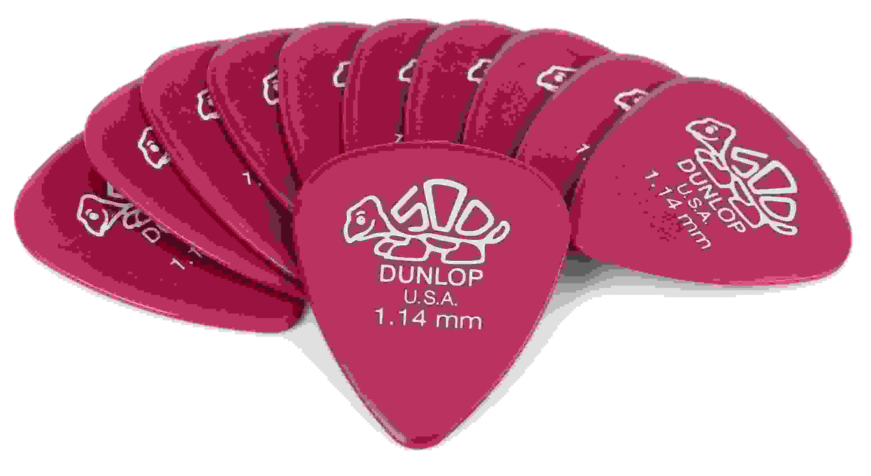 Dunlop 41P114 Delrin 500 Guitar Picks - 1.14mm Magenta (12-pack)