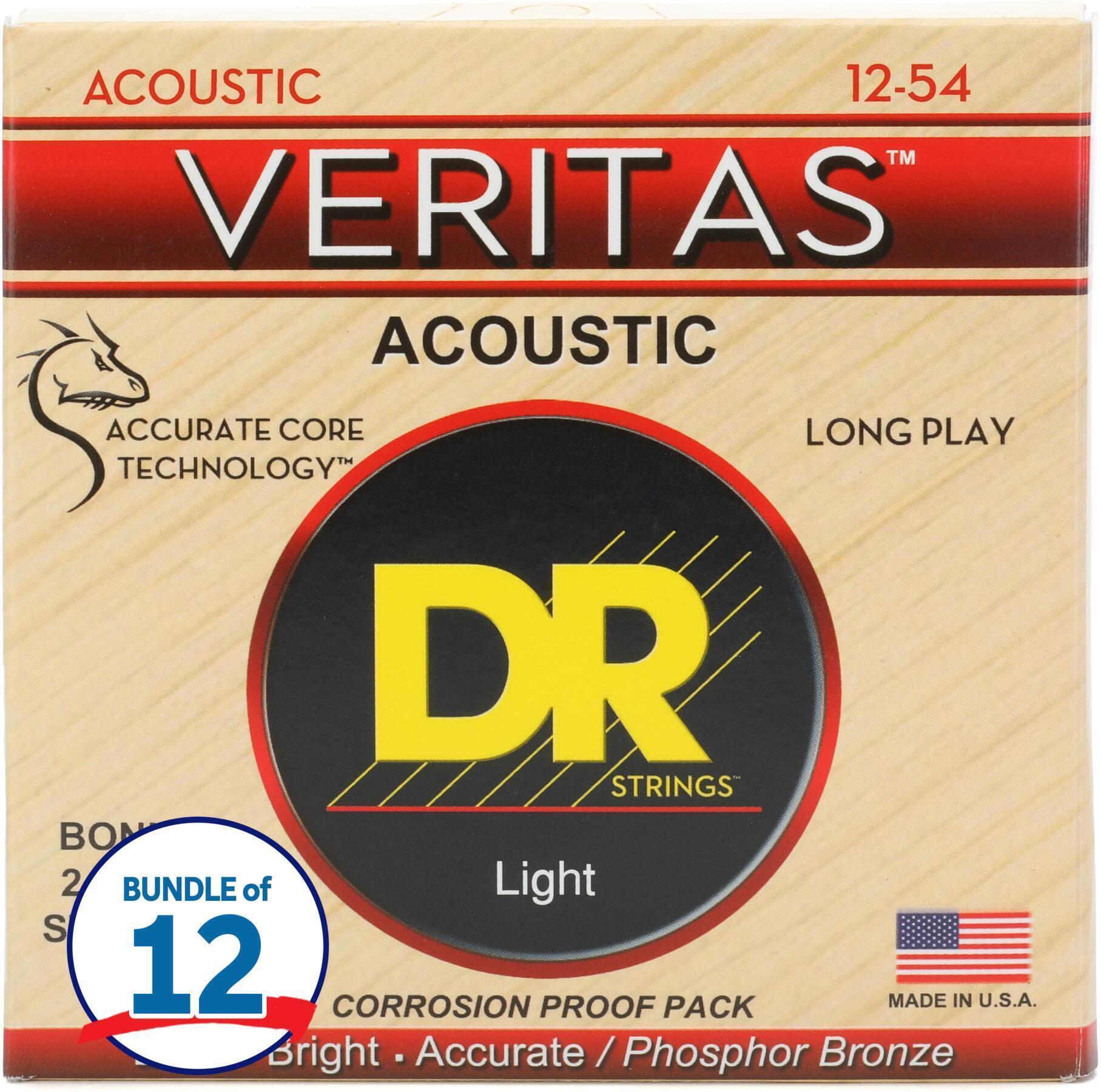 Photo of DR Strings VTA-12 Veritas Phosphor Bronze Acoustic Guitar Strings - .012-.054 Light (12 Pack)