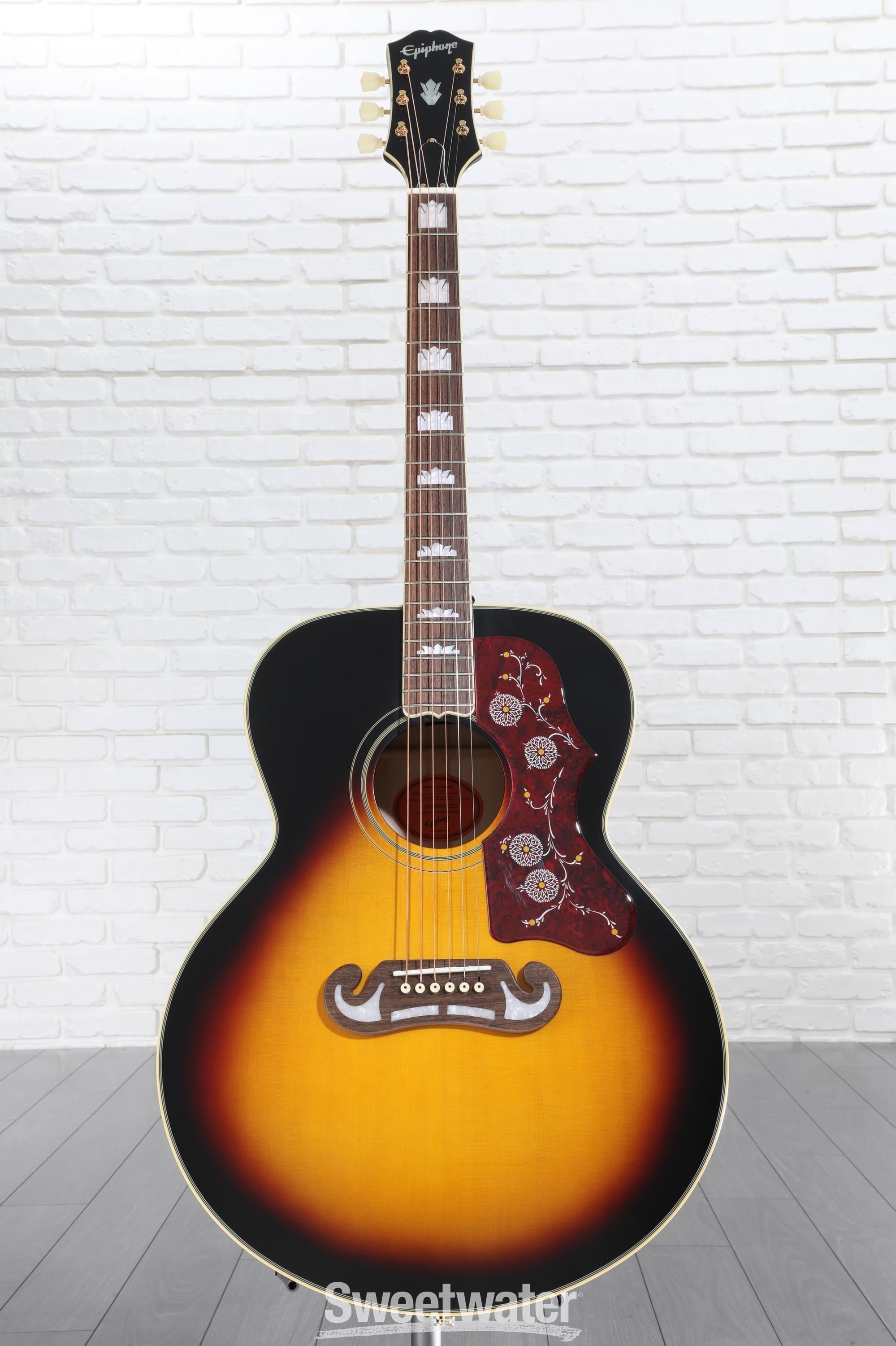 Epiphone J-200 Acoustic Guitar - Aged Vintage Sunburst Gloss Reviews |  Sweetwater