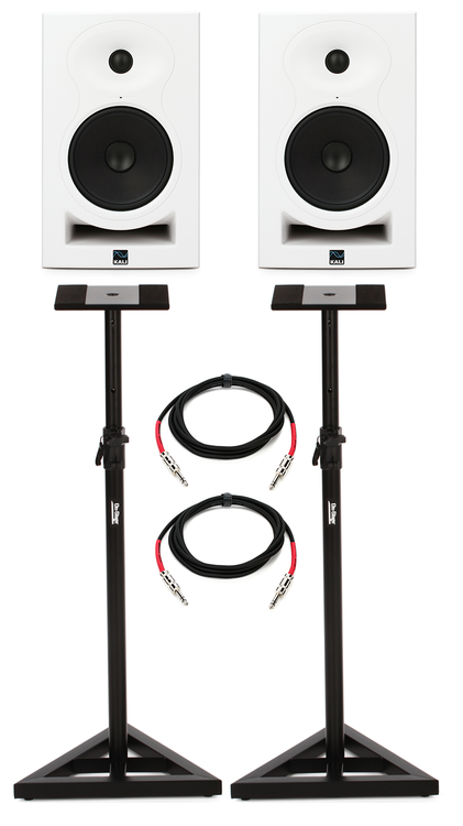 Kali Audio LP-6 V2 6.5-inch Powered Studio Monitor Pair with Stands and  Cables - White