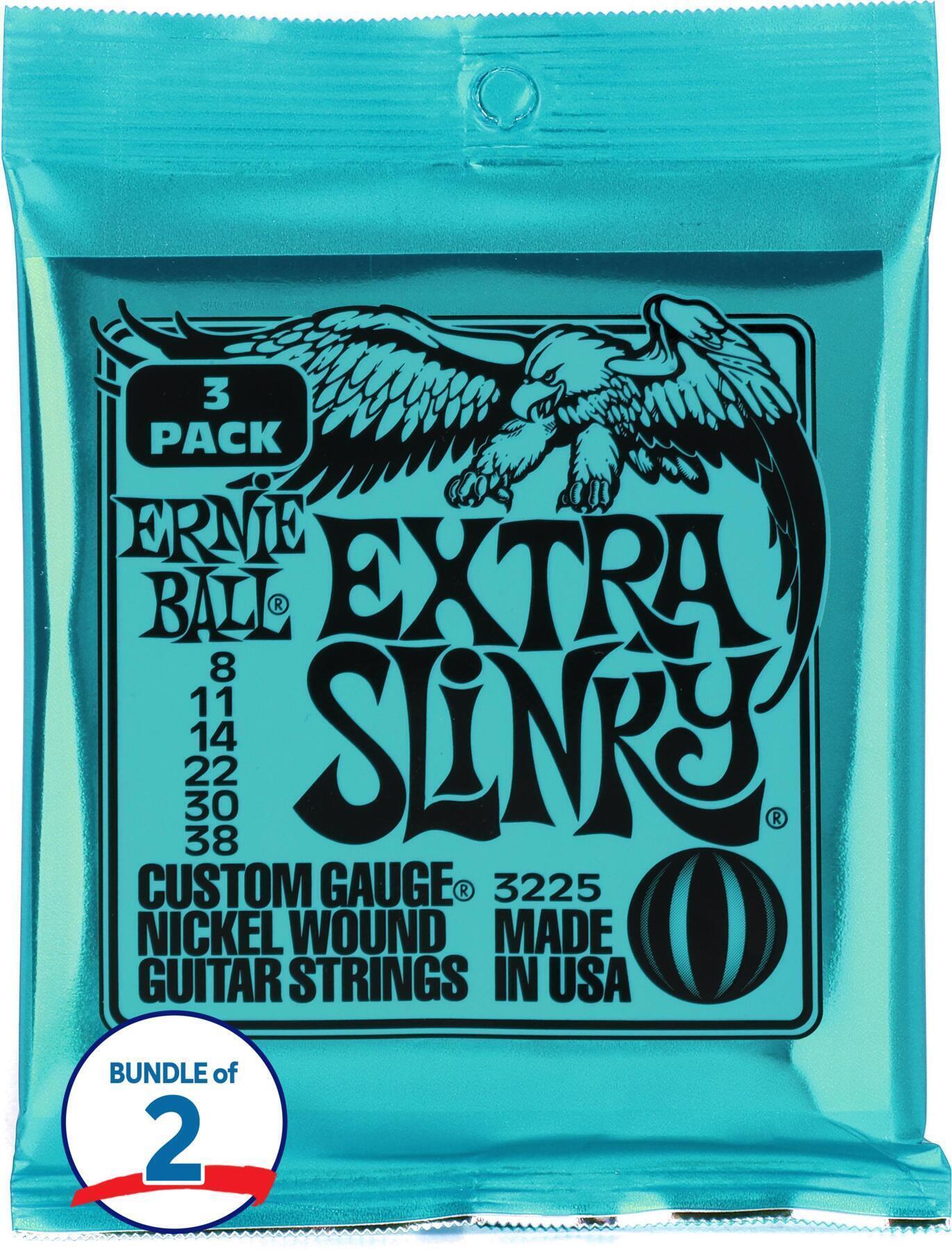 Photo of Ernie Ball 3225 Extra Slinky Nickel Wound Electric Guitar Strings - .008-.038 (6-pack)