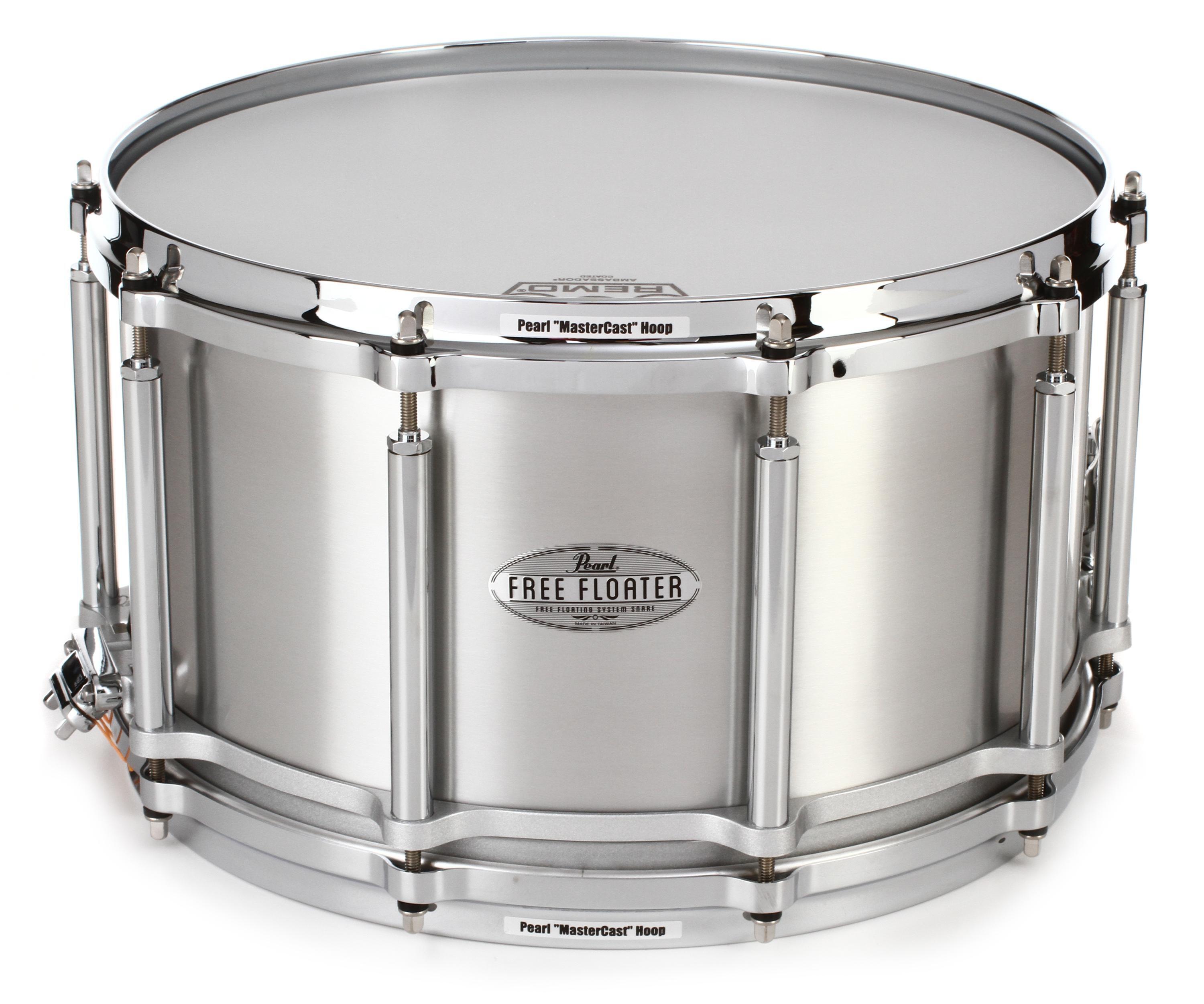 Pearl Free Floater Aluminum Snare Drum - 8 x 14-inch - Brushed 