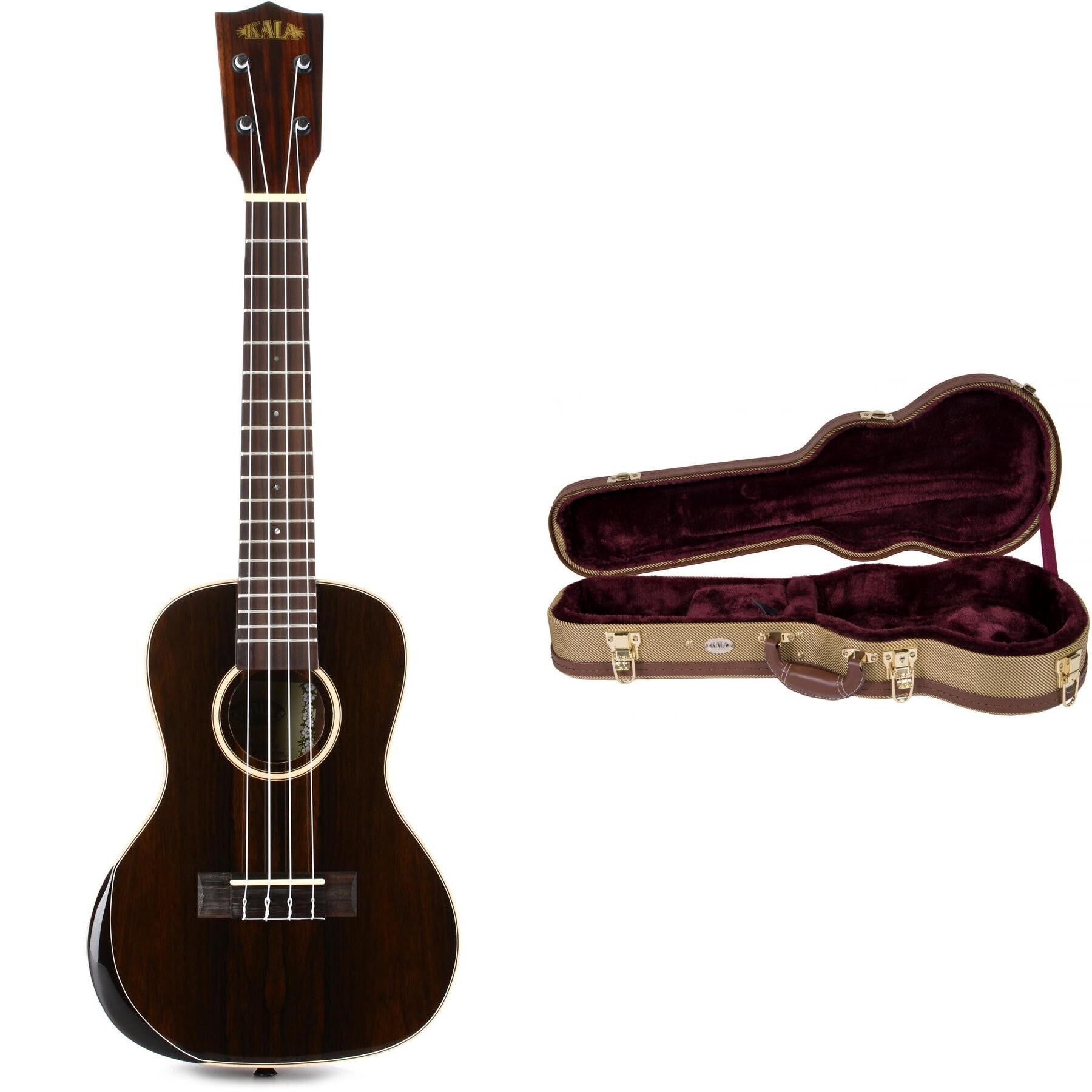 Kala KA-PX-ZCT-C Premier Exotic Ziricote Concert Ukulele with Hard Case