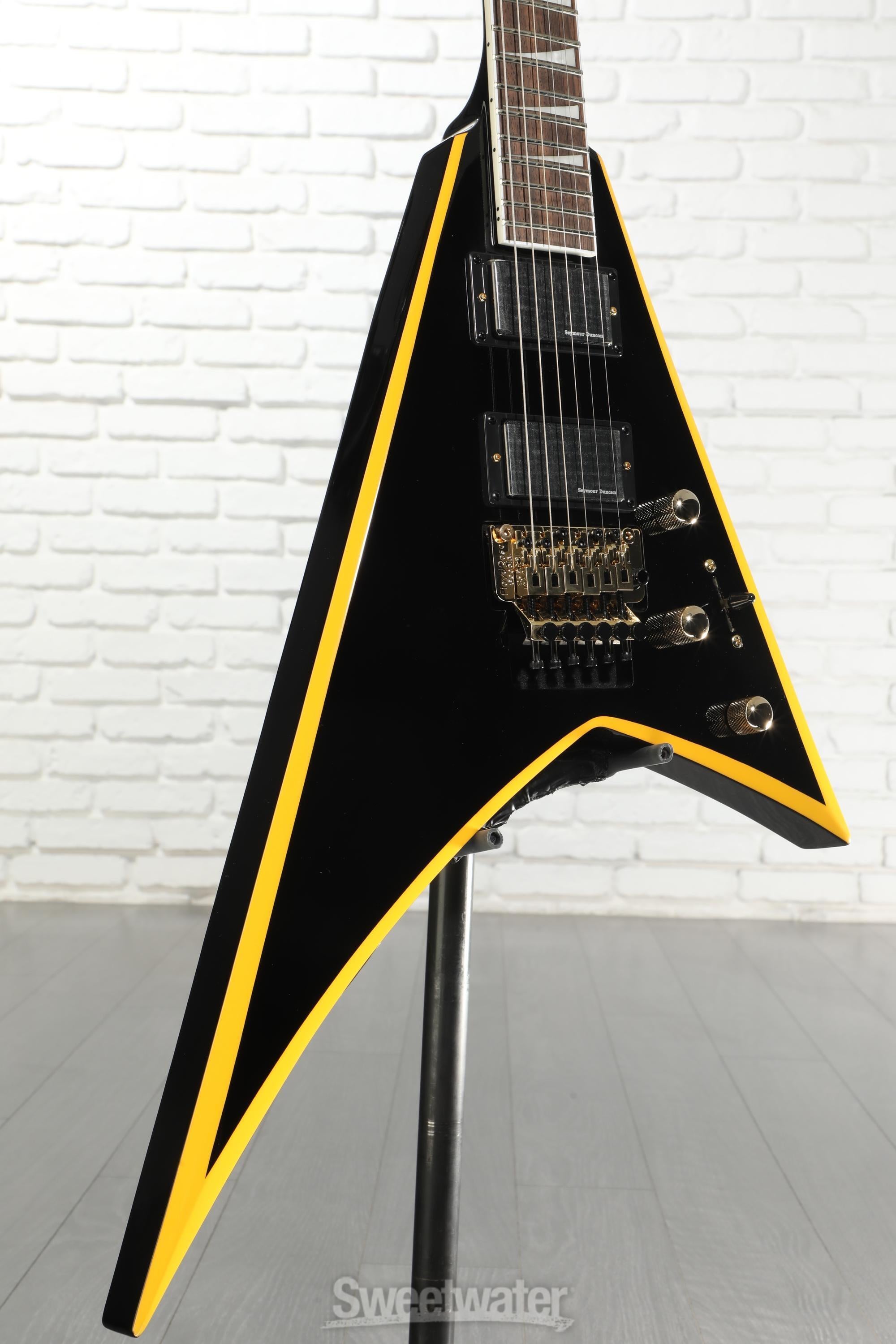Jackson X Series Rhoads RRX24 - Black with Yellow Bevels | Sweetwater