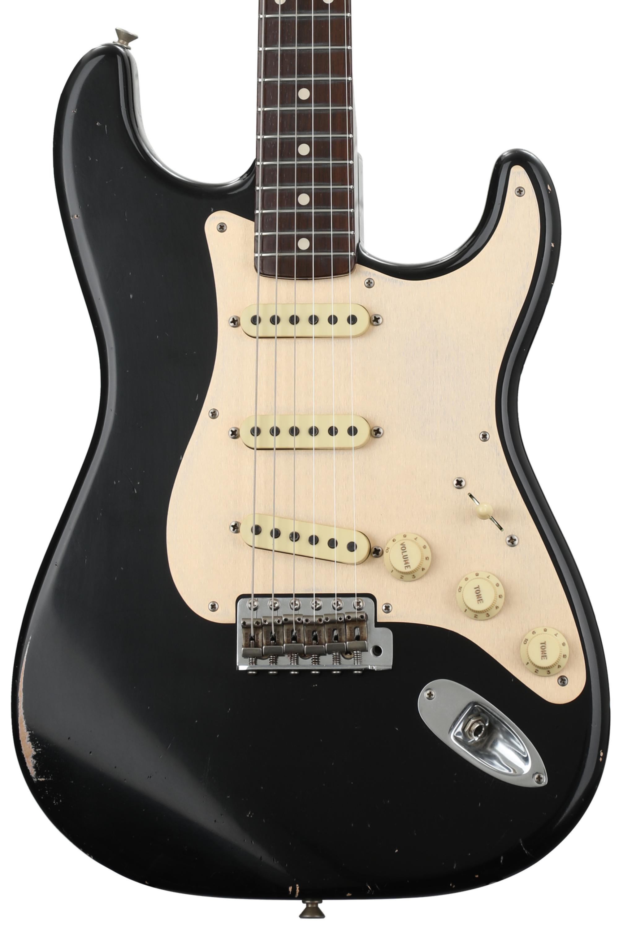 Fender Custom Shop Masterbuilt Dennis Galuszka Fat '50s Stratocaster - Aged  Black w/ Brazilian Rosewood Neck