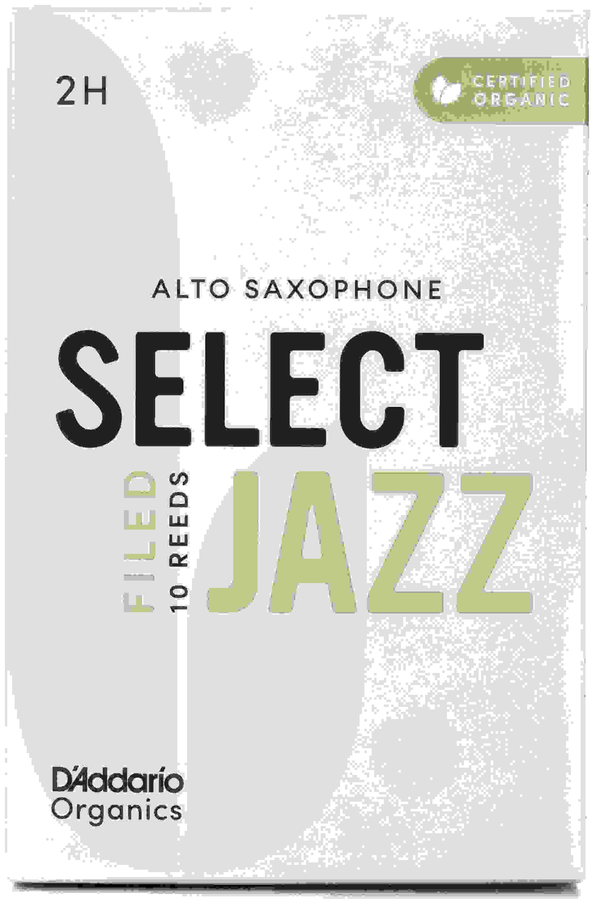 D'Addario Organics Select Jazz Filed Alto Saxophone Reeds - 2 Hard (10-pack)