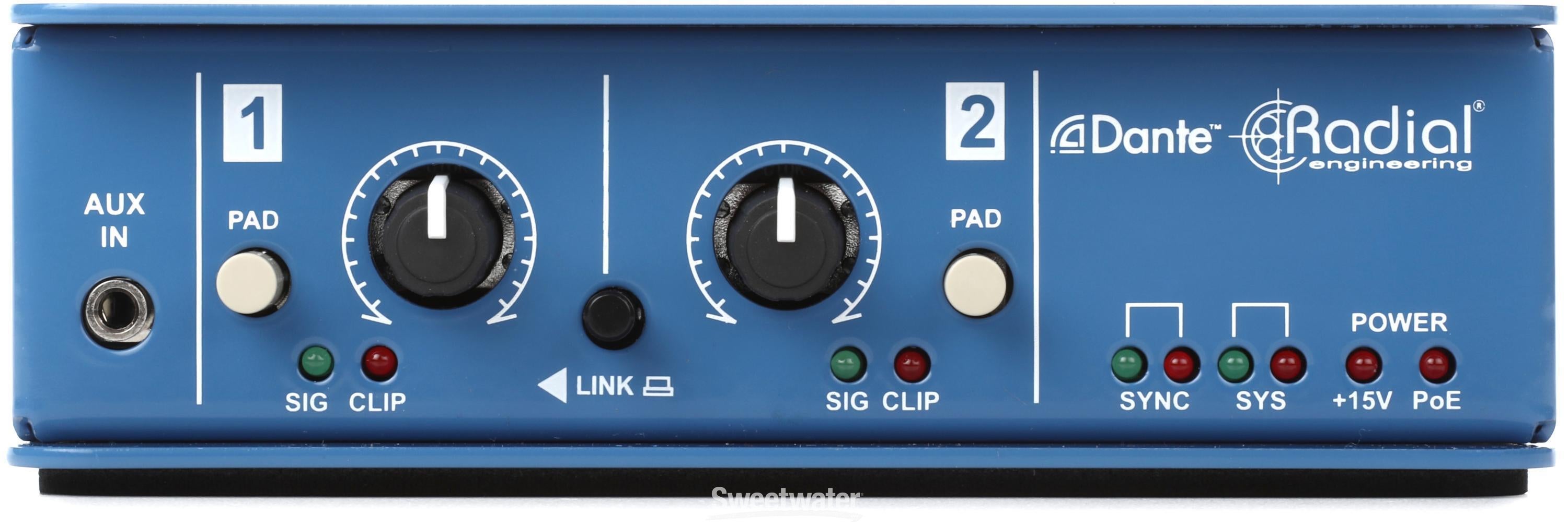 Radial DiNET DAN-TX2 2-channel Dante Network Transmitter | Sweetwater