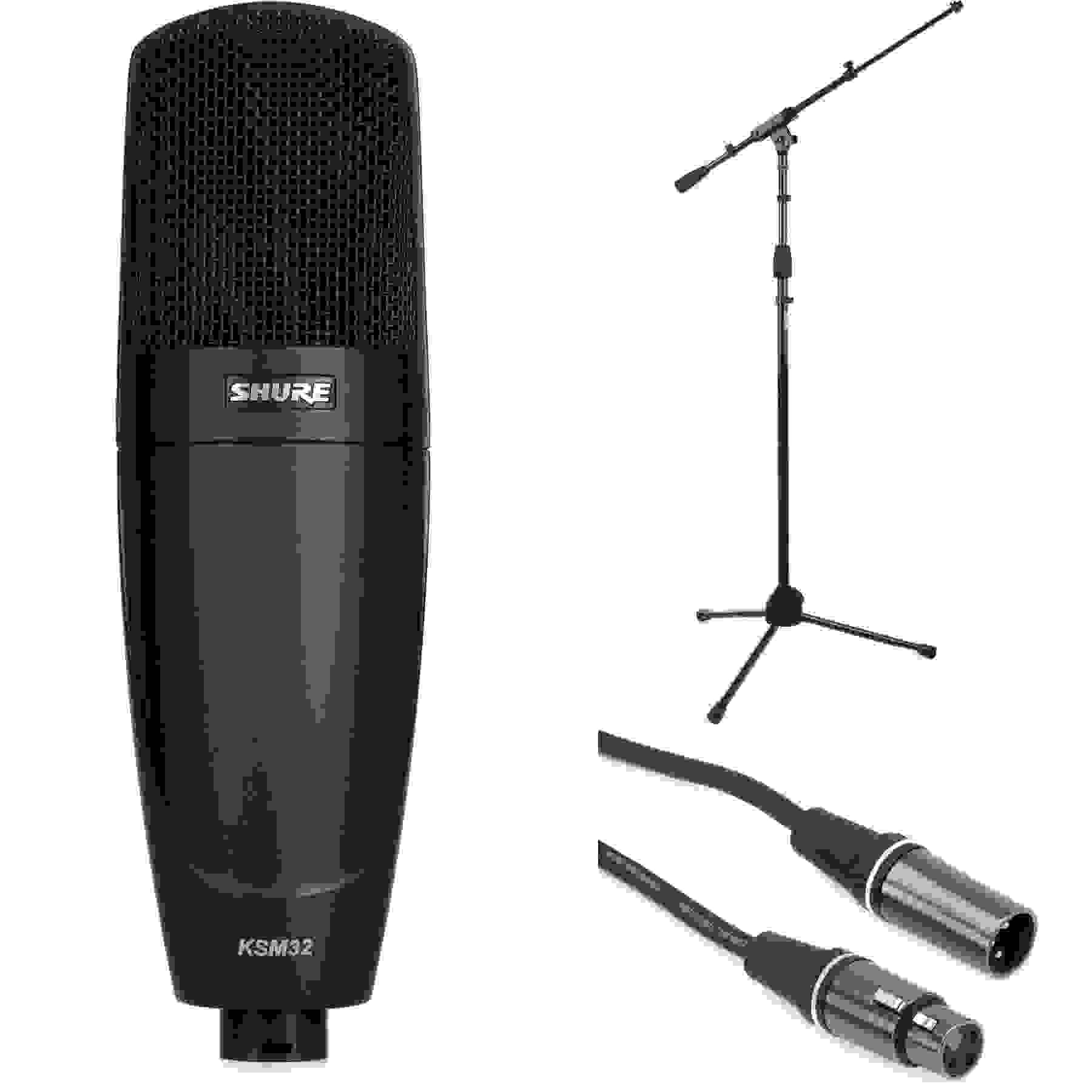 Shure KSM32 Largediaphragm Condenser Microphone with Stand and Cable Charcoal Gray Sweetwater