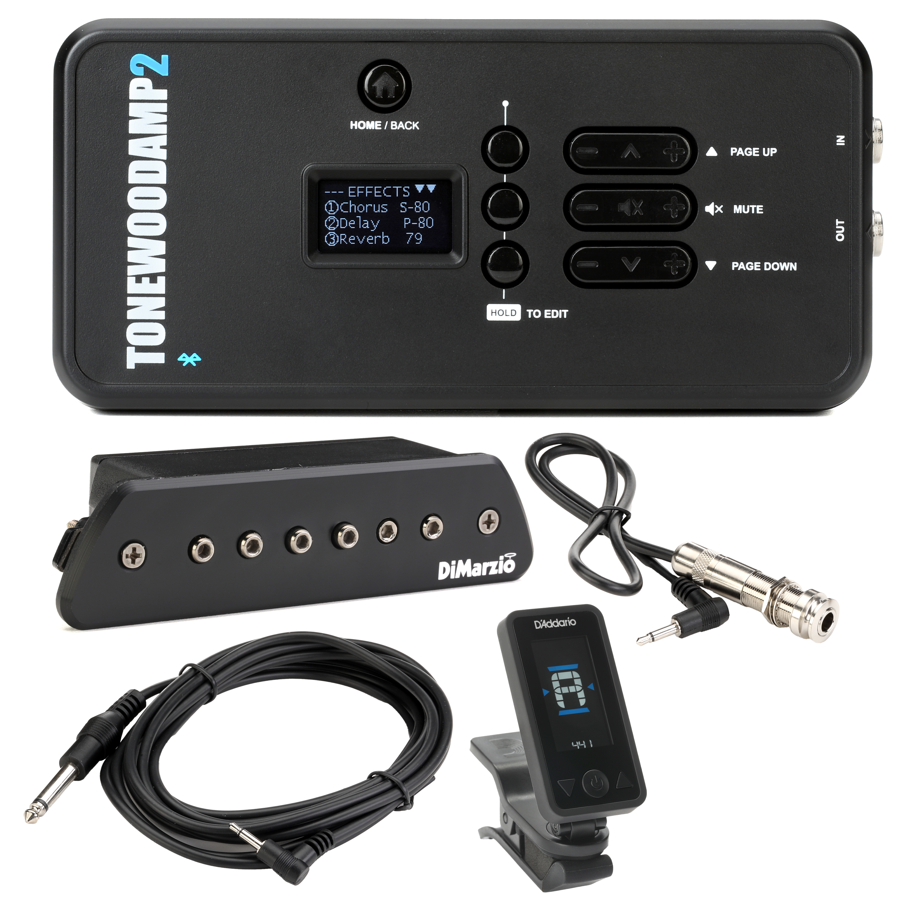 ToneWoodAmp ToneWoodAmp2 Acoustic-electric Guitar Multi-effects Processor with DiMarzio Black Angel Passive Acoustic Soundhole Pickup