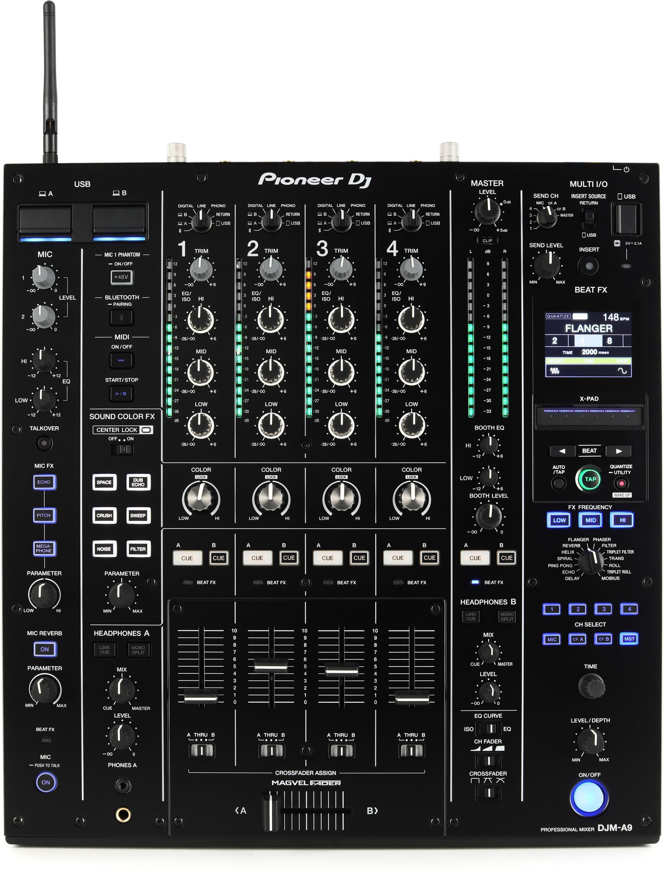 Pioneer DJ DJM-A9 4-channel DJ Mixer with Effects and Dual CDJ3000 