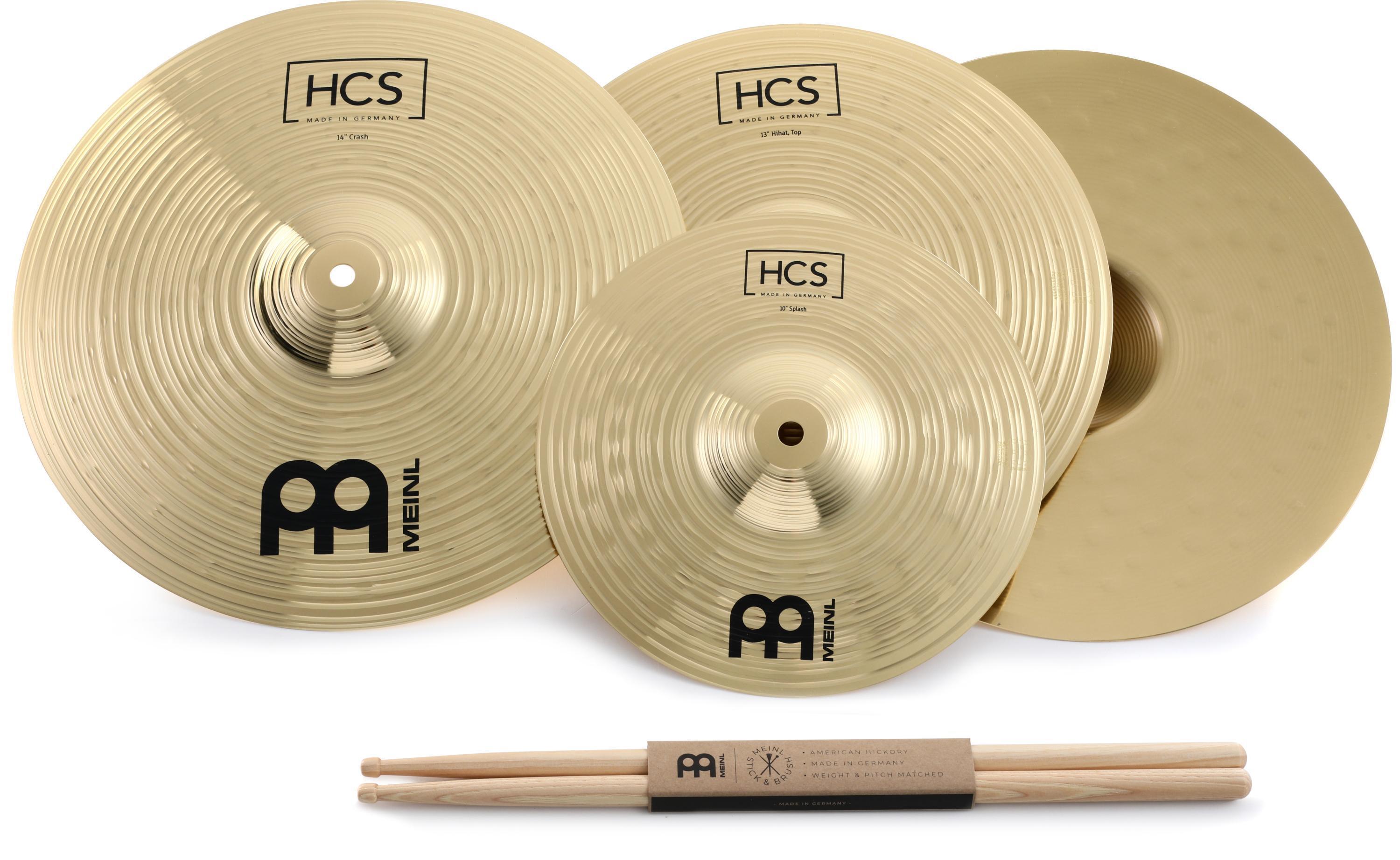 Meinl Cymbals HCS Three for Free Set - 13/14-inch - with Free 10-inch  Splash, Sticks, and 3 E-lessons