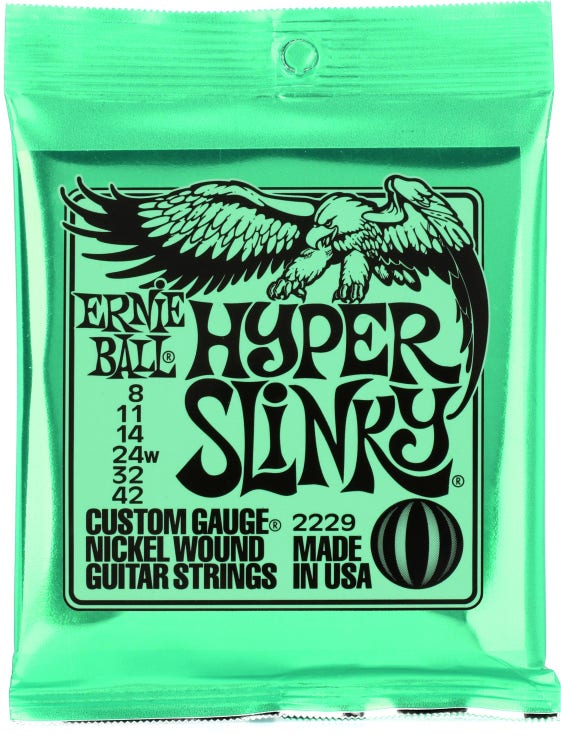 Ernie Ball 2229 Hyper Slinky Nickel Wound Electric Guitar Strings - .008-.042