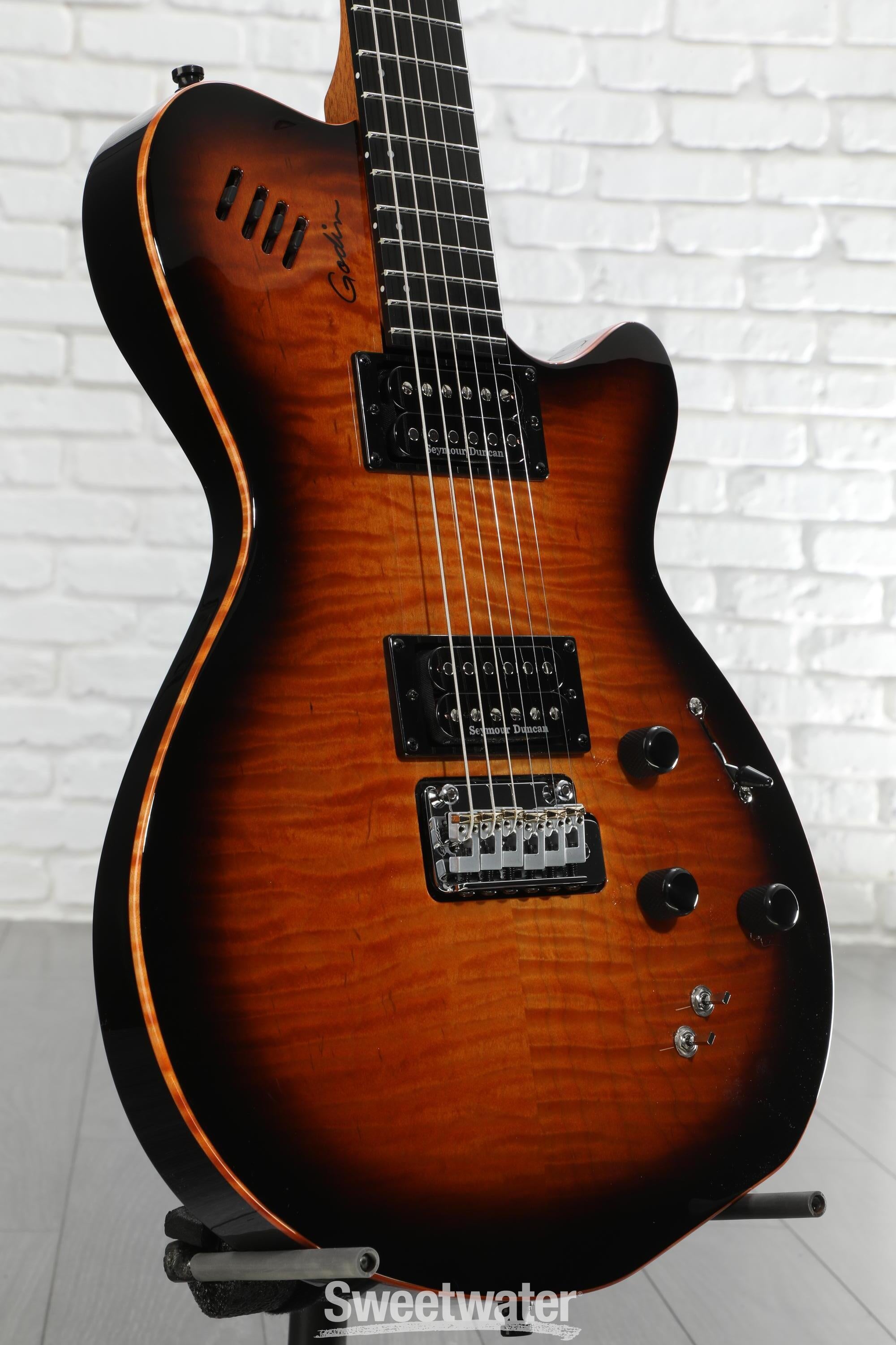 Godin LGXT Electric Guitar - Cognac Burst AA Flame | Sweetwater