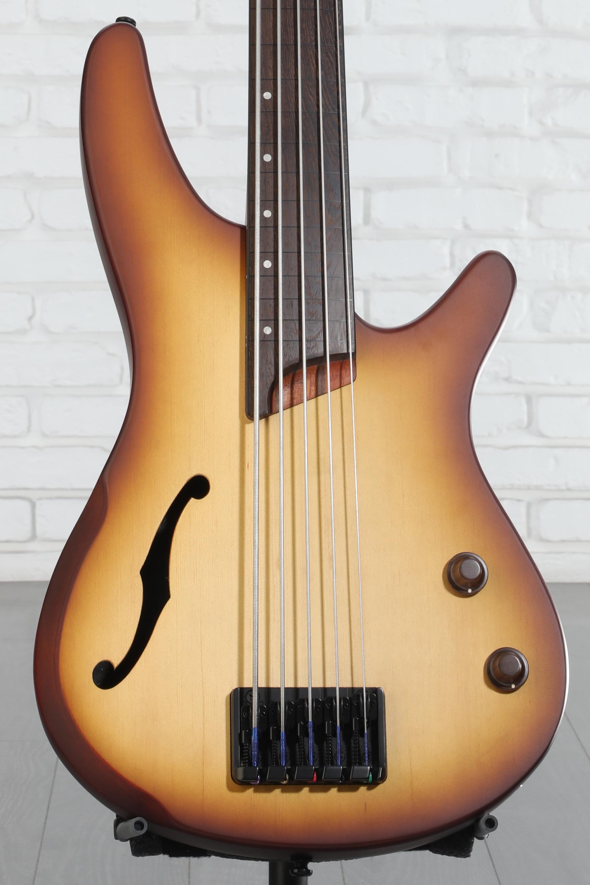 Ibanez SRH-505F フレットレス ピエゾ 5弦 Ibanez SRH505F Fretless Bass Guitar - Natural Browned Burst