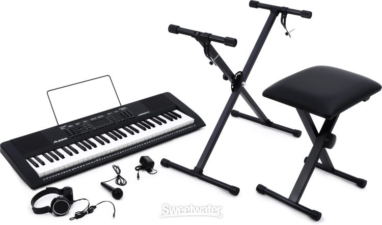 Alesis Melody 61 MKII | 61 Key Portable Keyboard with Built In Speakers,  Headphones, Microphone, Piano Stand, Music Rest and Stool