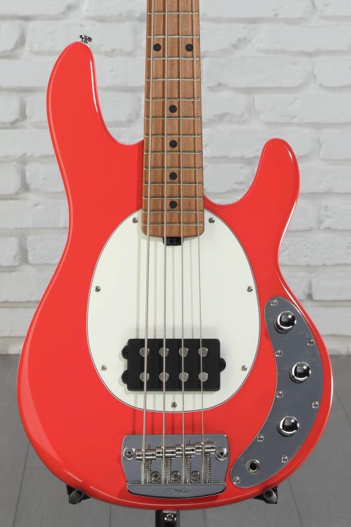 Sterling By Music Man StingRay RAYSS4 Short-scale Bass Guitar - Fiesta Red