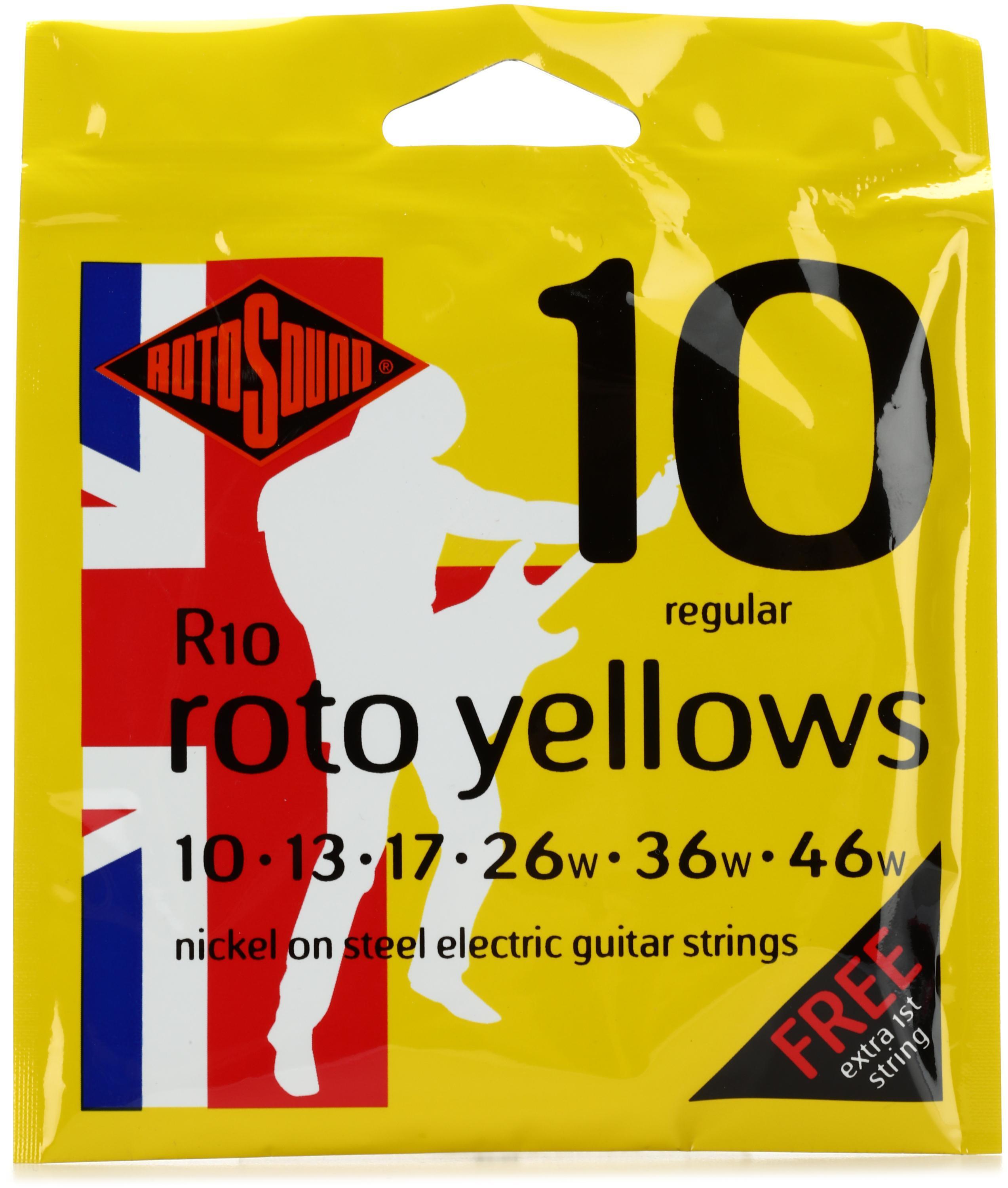 Rotosound R10 Roto Yellows Nickel On Steel Electric Guitar Strings -  .010-.046 Regular