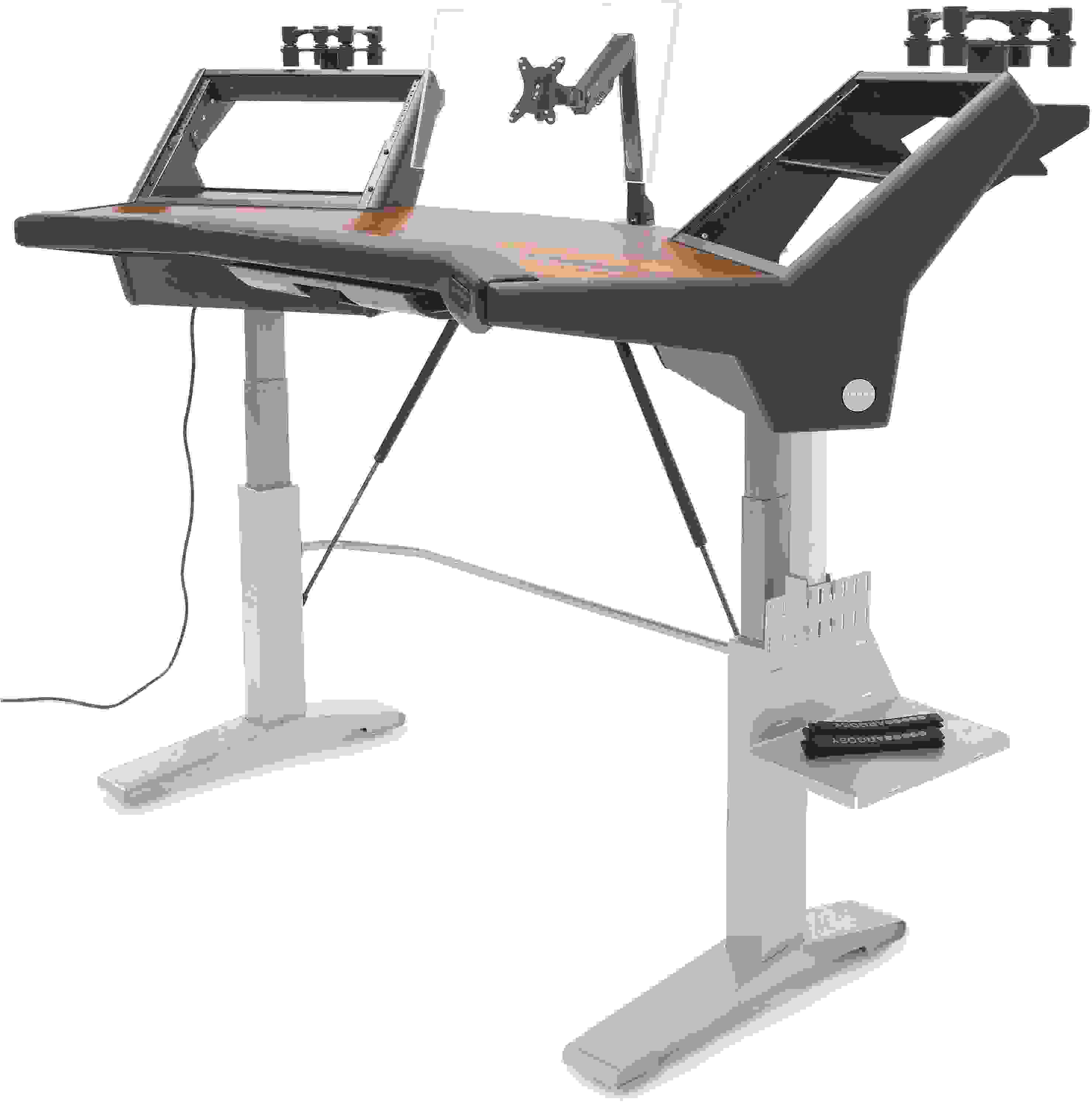 Argosy Halo.E2 Ultimate Sit-Stand Workstation Desk with Mahogany Veneer ...