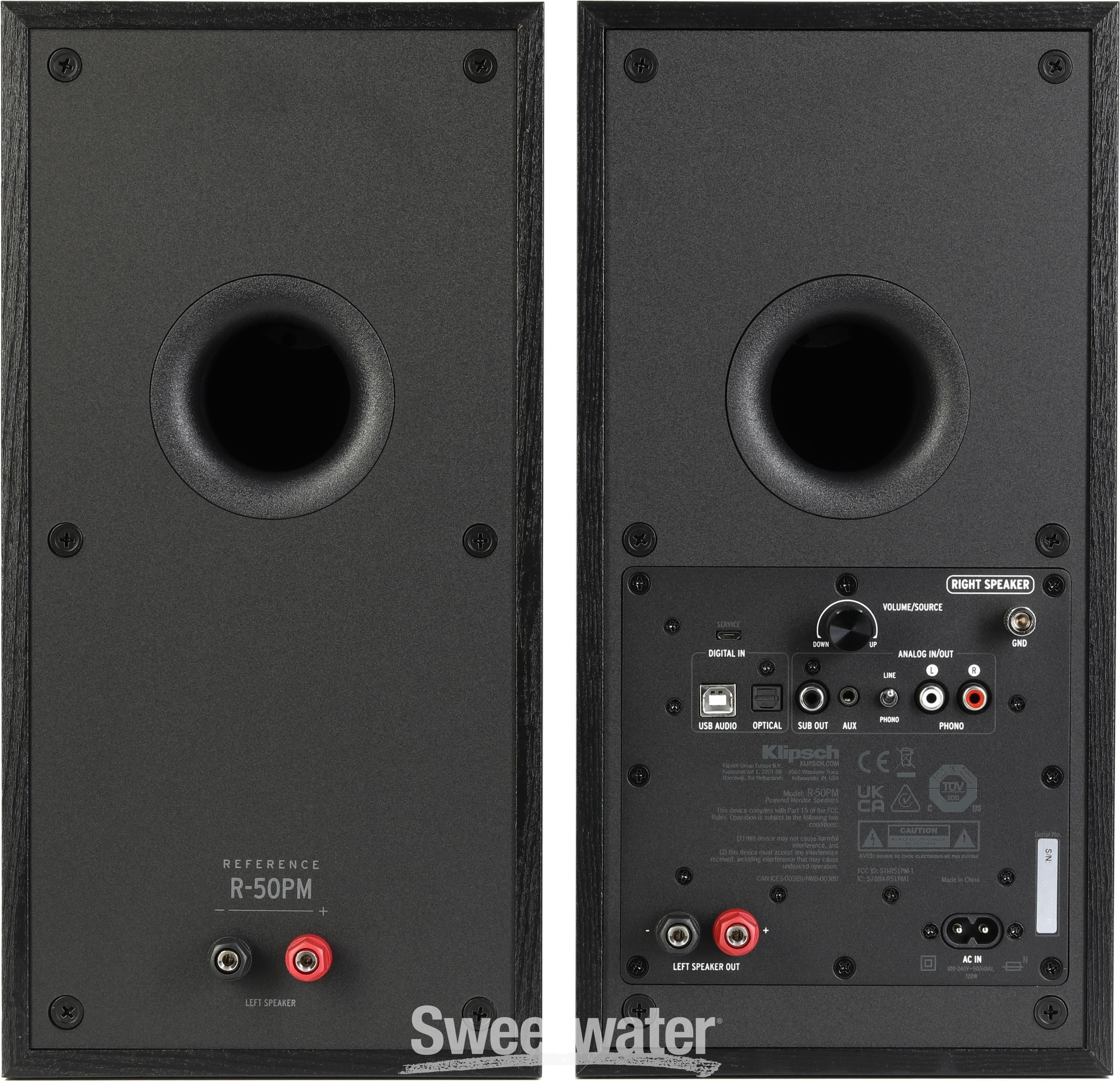 Klipsch R-50PM NA Powered Bookshelf Speakers - Black | Sweetwater