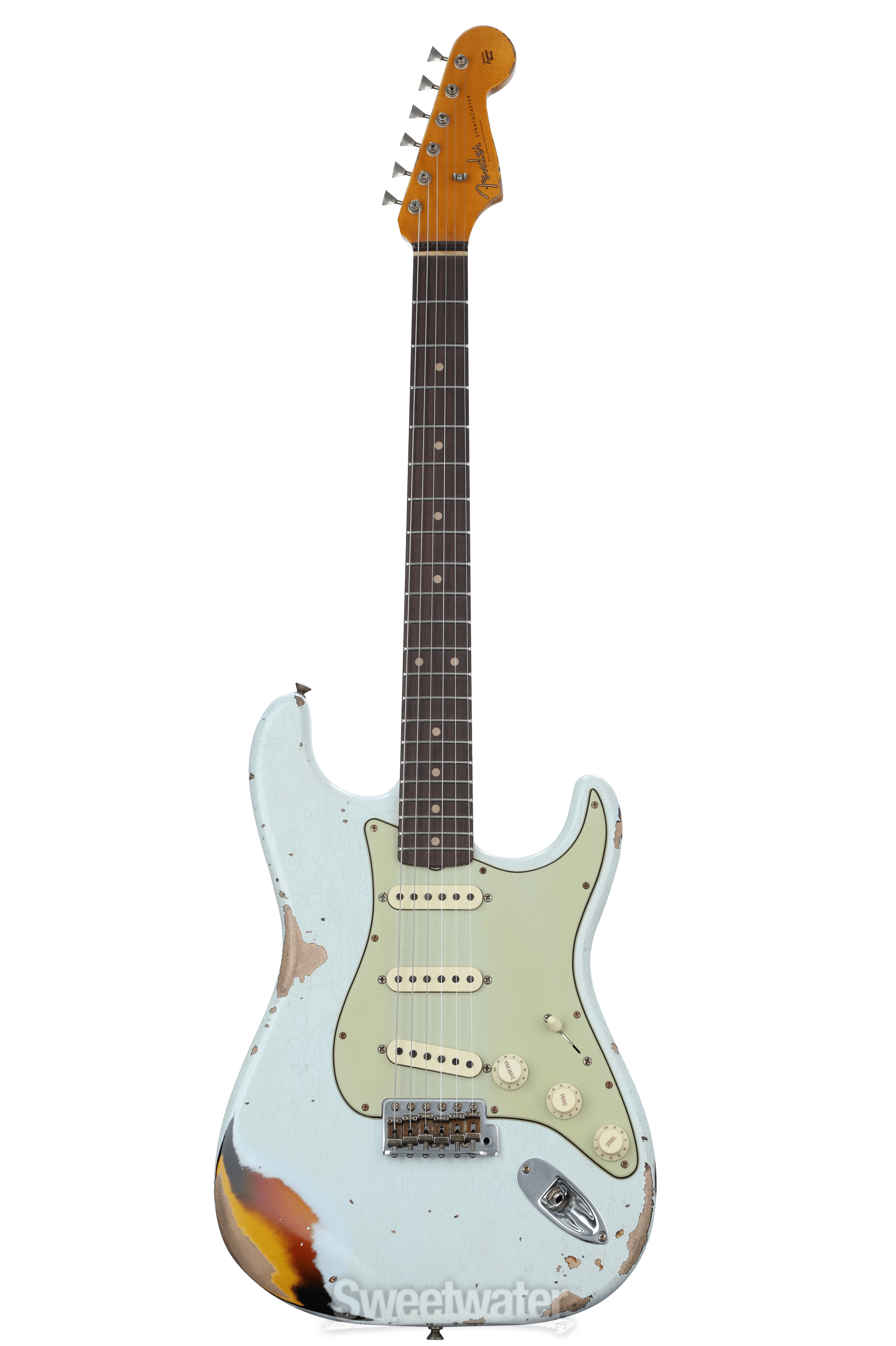 Fender Custom Shop '61 Stratocaster Heavy Relic - Super Faded Aged Sonic  Blue Over 3-color Sunburst