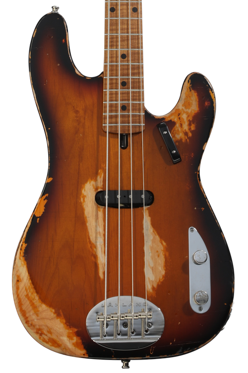 ベース Lakland USA 44-94 Deluxe Lakland USA 44-94 Deluxe Quilted Maple Bass Guitar - Tobacco