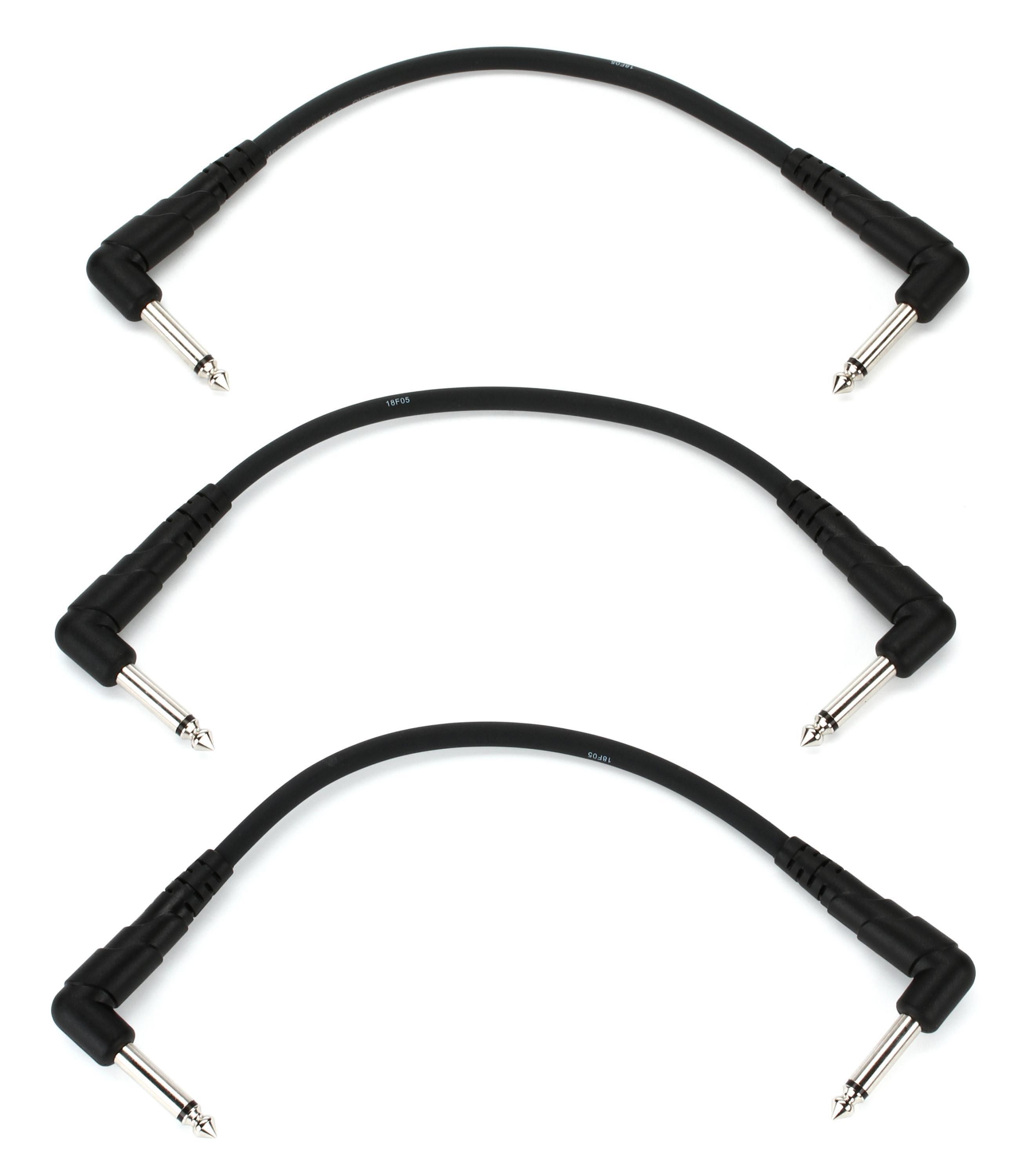 Bundled Item: D'Addario PW-CGTP-305 Classic Series Pedalboard Patch Cable - Right Angle to Right Angle - 6 inch (3-pack)