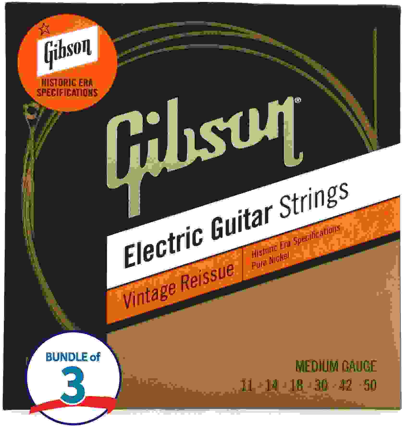 Gibson Accessories SEG-HVR11 Vintage Reissue Electric Guitar Strings (3 Pack) - .011-.050 Medium