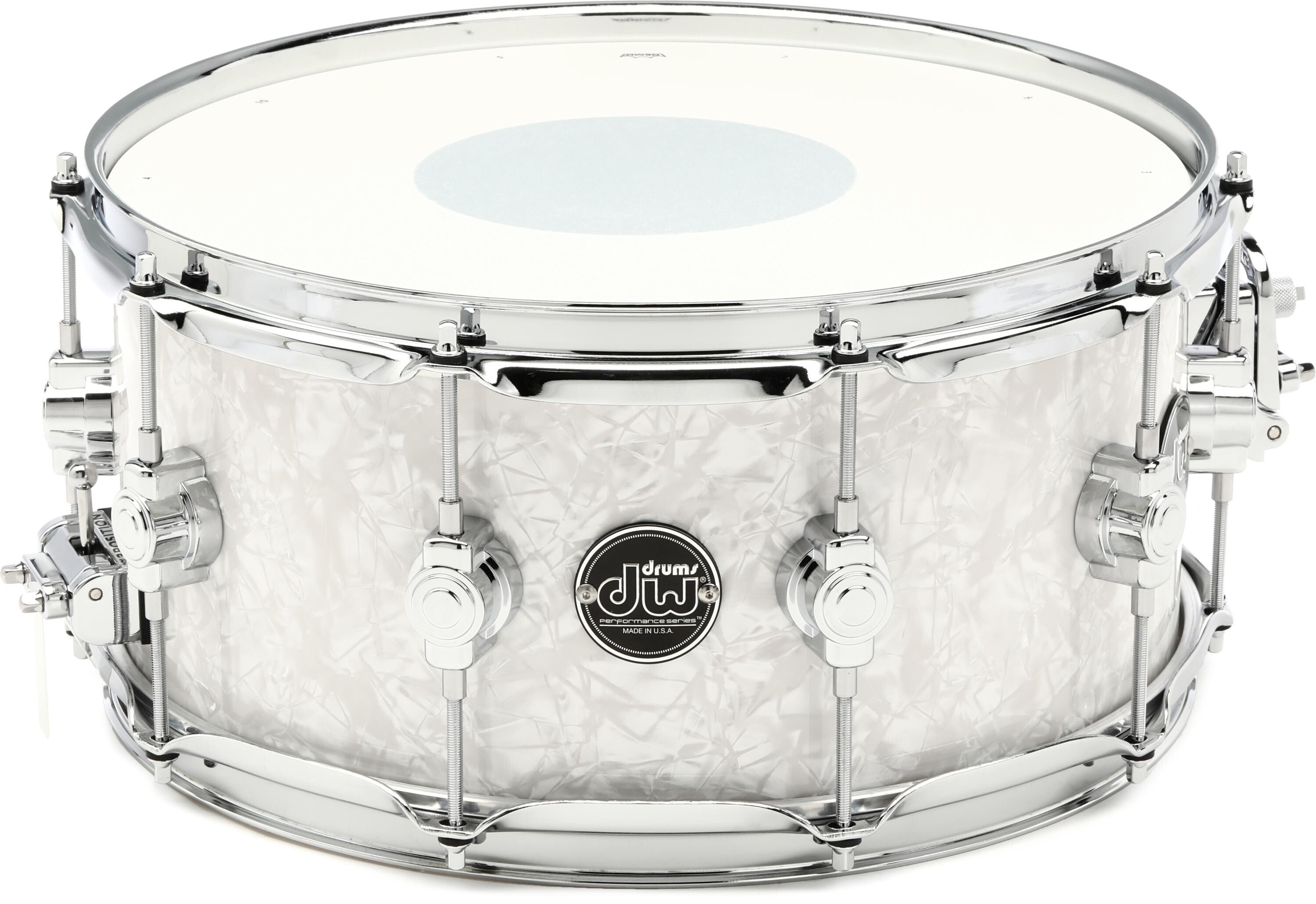 DW Performance Series Snare Drum   6.5 x  inch   White Marine Finish Ply