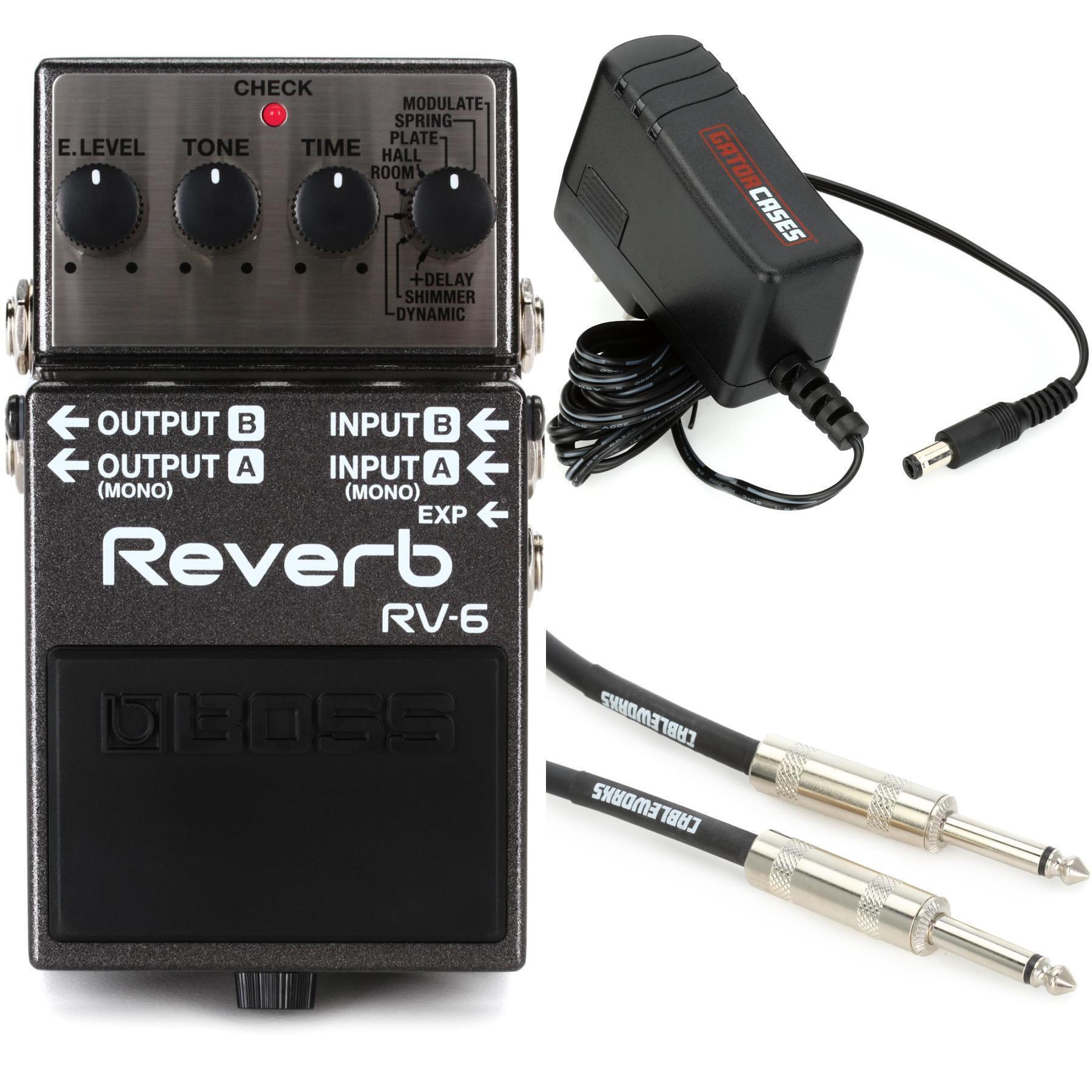 Boss RV-6 Digital Reverb Pedal with EBS Patch Cables | Sweetwater