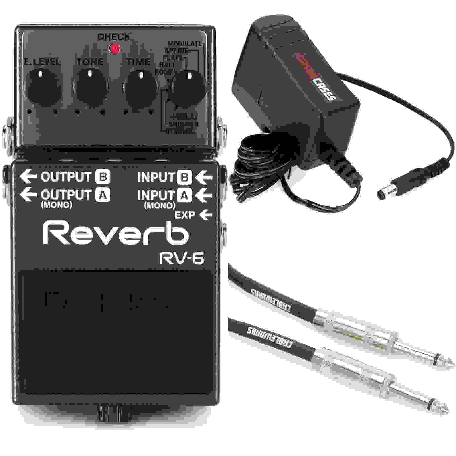 Boss RV-6 Digital Reverb Pedal with Cable and Power Supply