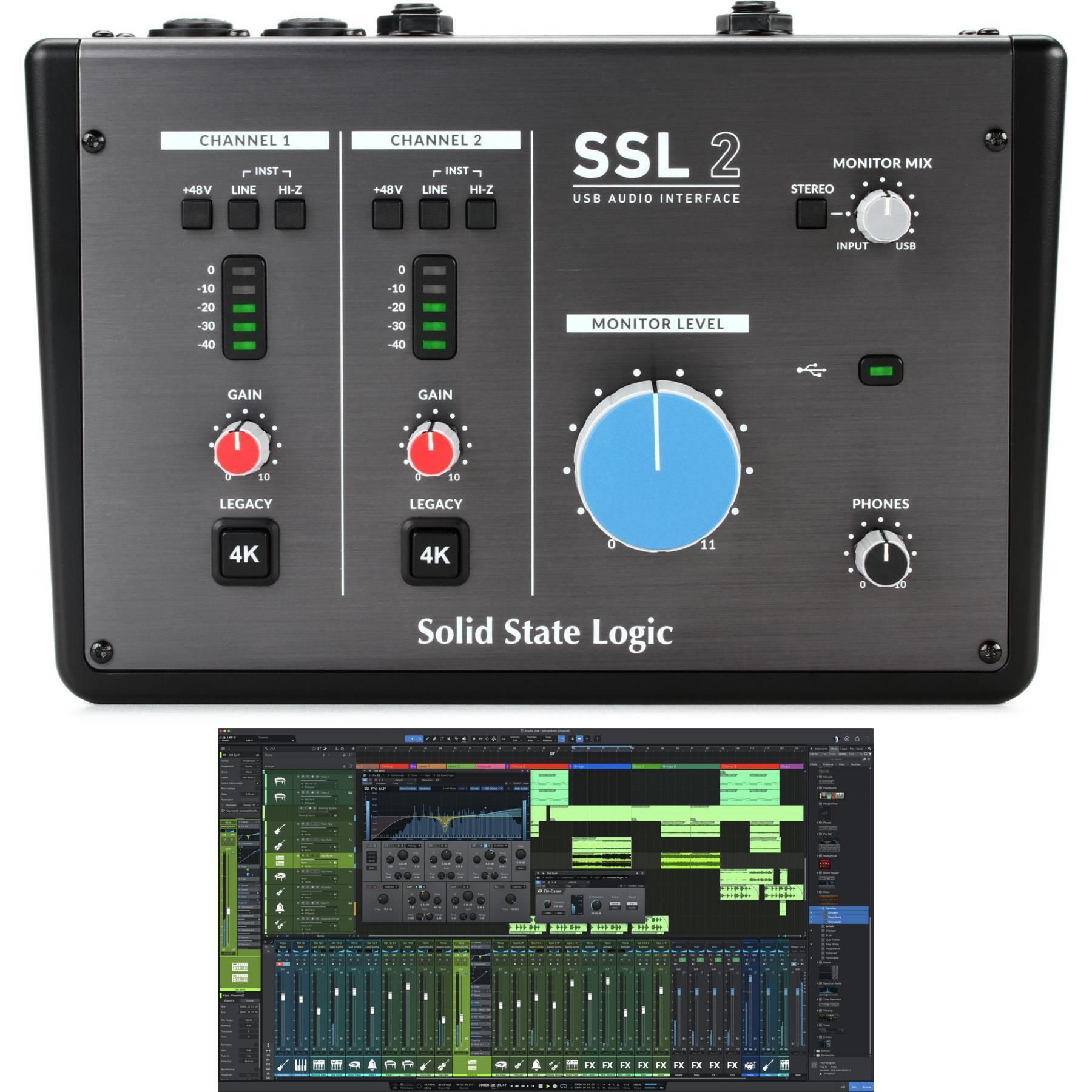 Solid State Logic SSL2 2x2 USB Audio Interface and Studio One 6 Artist  Bundle