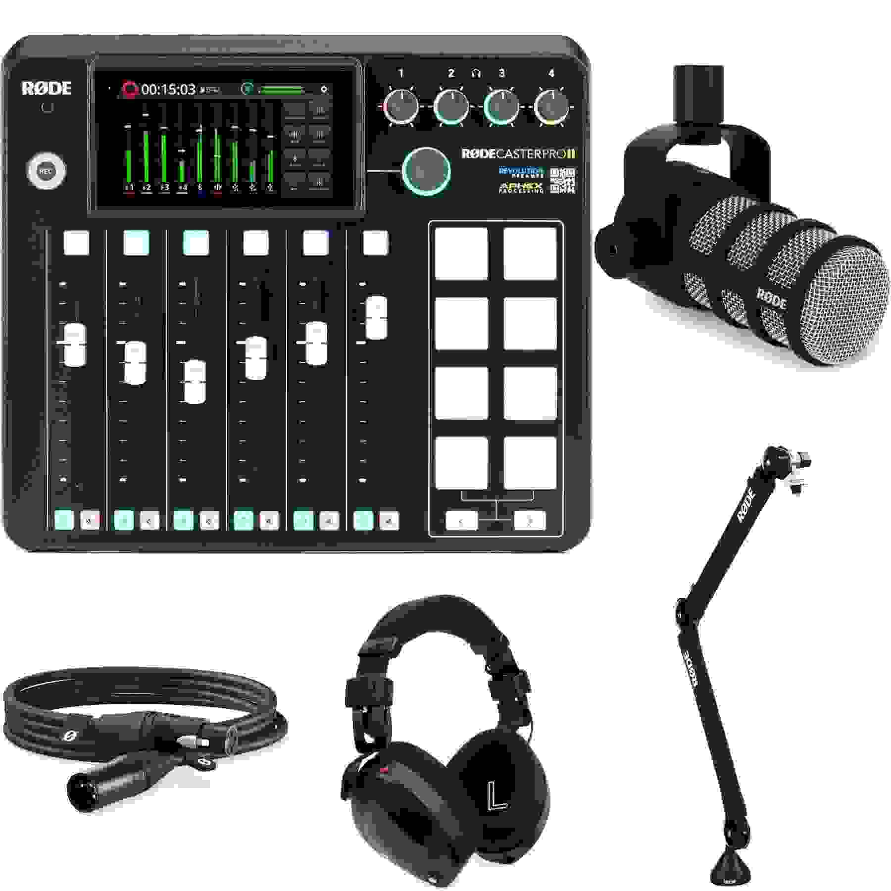 Rode RODECaster Pro II Podcast Production Console with PodMic Cardioid ...