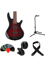 Photo of Ibanez Gio GSR205SMCNB Bass Guitar Essentials Bundle - Spalted Maple, Charcoal Brown Burst