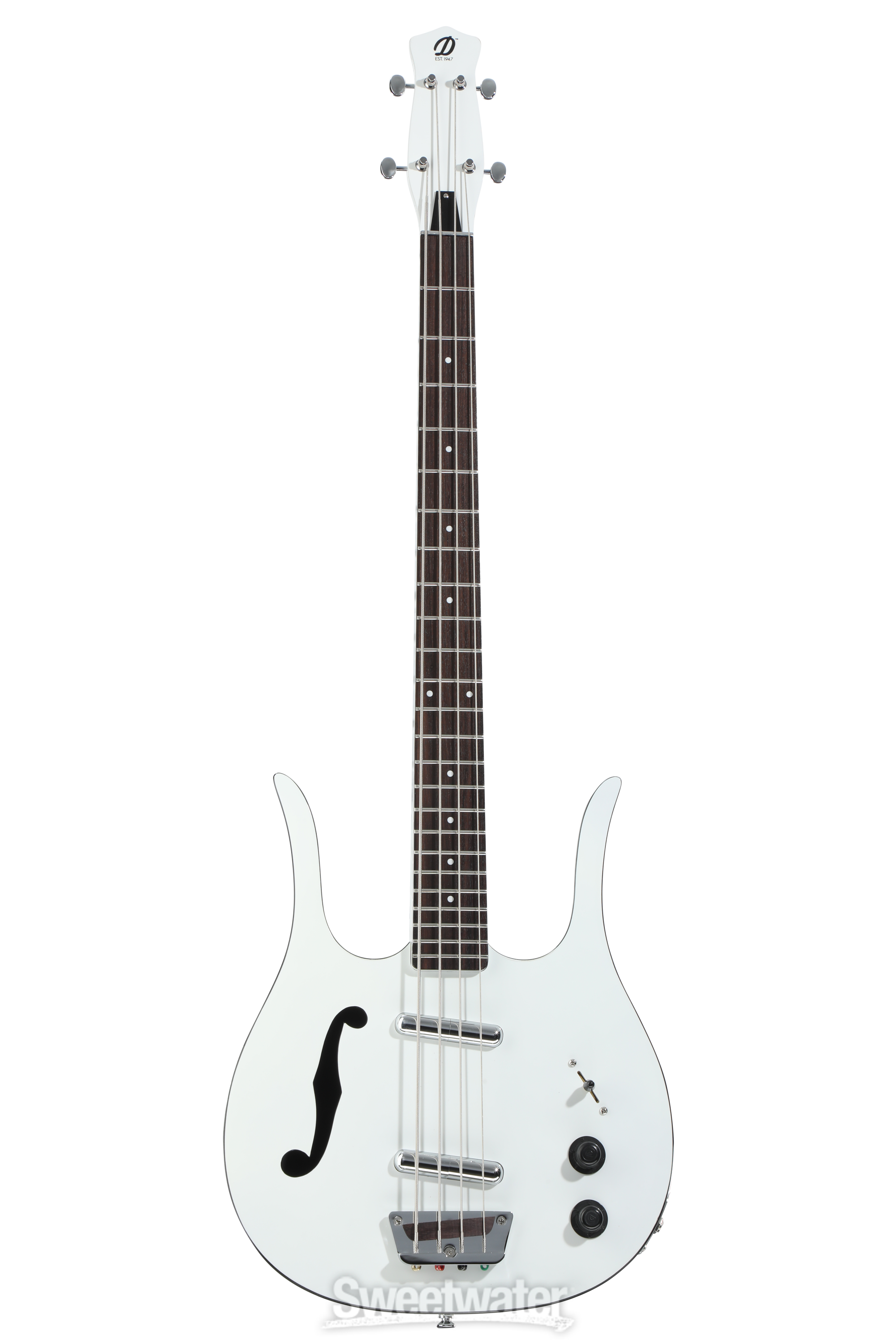 Danelectro Red Hot Longhorn Semi-hollowbody Bass Guitar - White