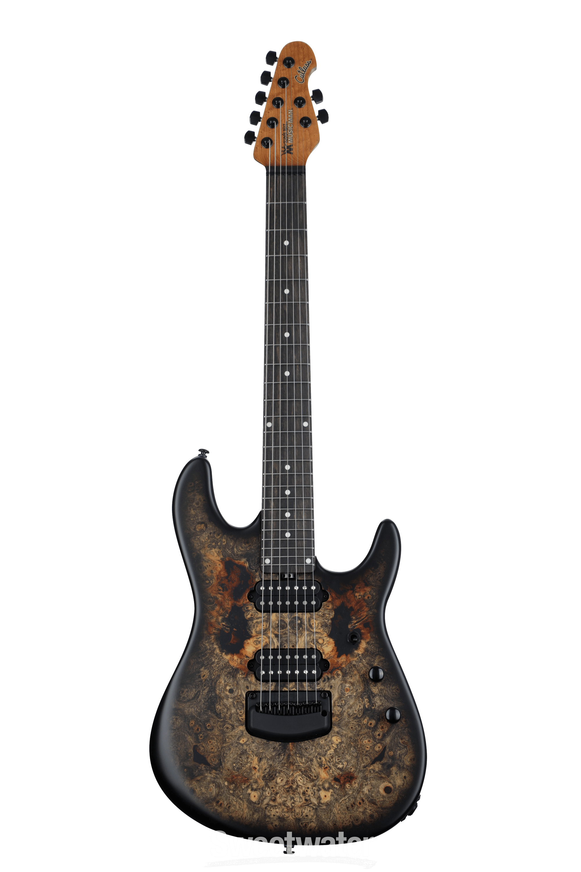 Ernie Ball Music Man Jason Richardson Signature Cutlass HH 7 String Electric Guitar Natural Buckeye Burl