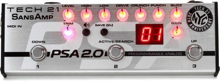 Tech 21 SansAmp PSA 2.0 Programmable Instrument Preamp Pedal  