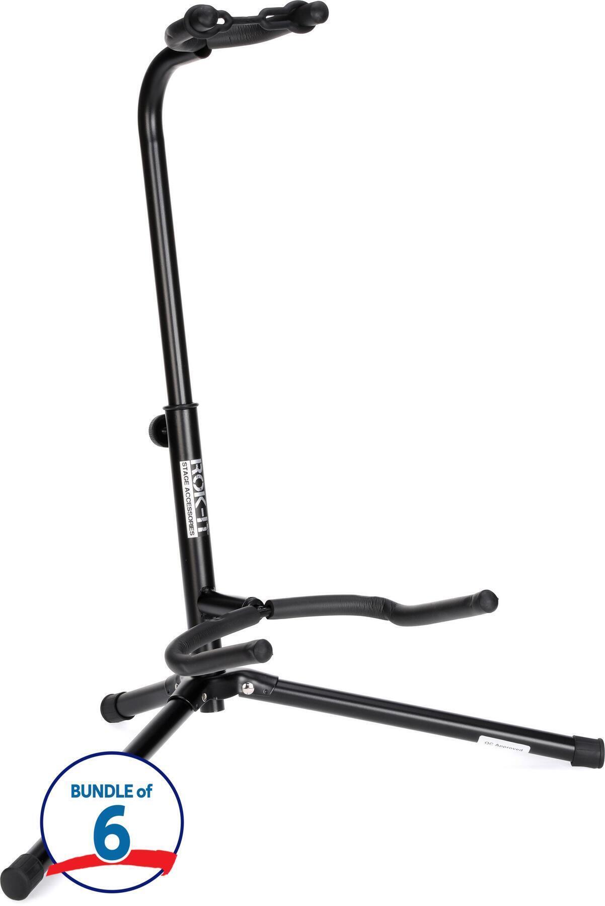 Photo of Rok-It RI-GTRSTD-1 Tubular Guitar Stand for Electric or Acoustic Guitars (6 Pack)