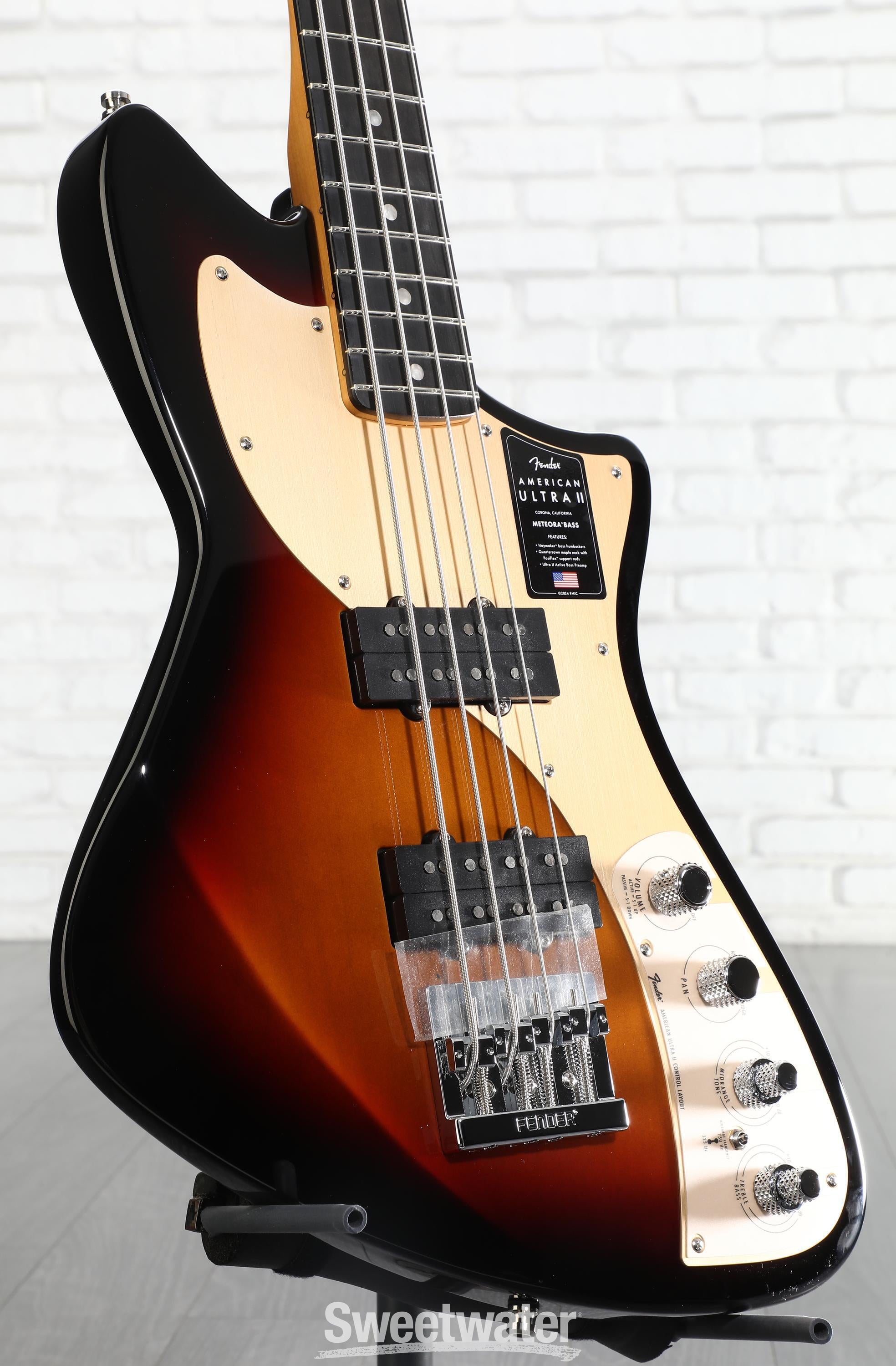 Photo of Fender American Ultra II Meteora Bass - Ultraburst, Ebony Fingerboard