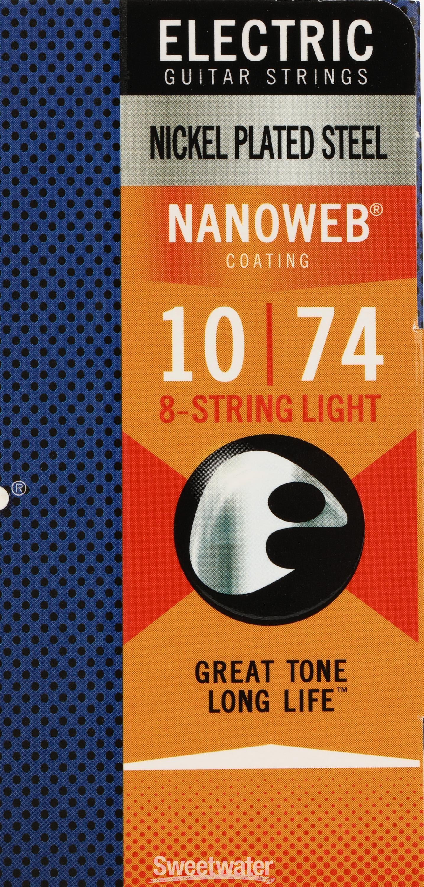 12062 Nanoweb Electric Guitar Strings .010 .074 Light 8 string