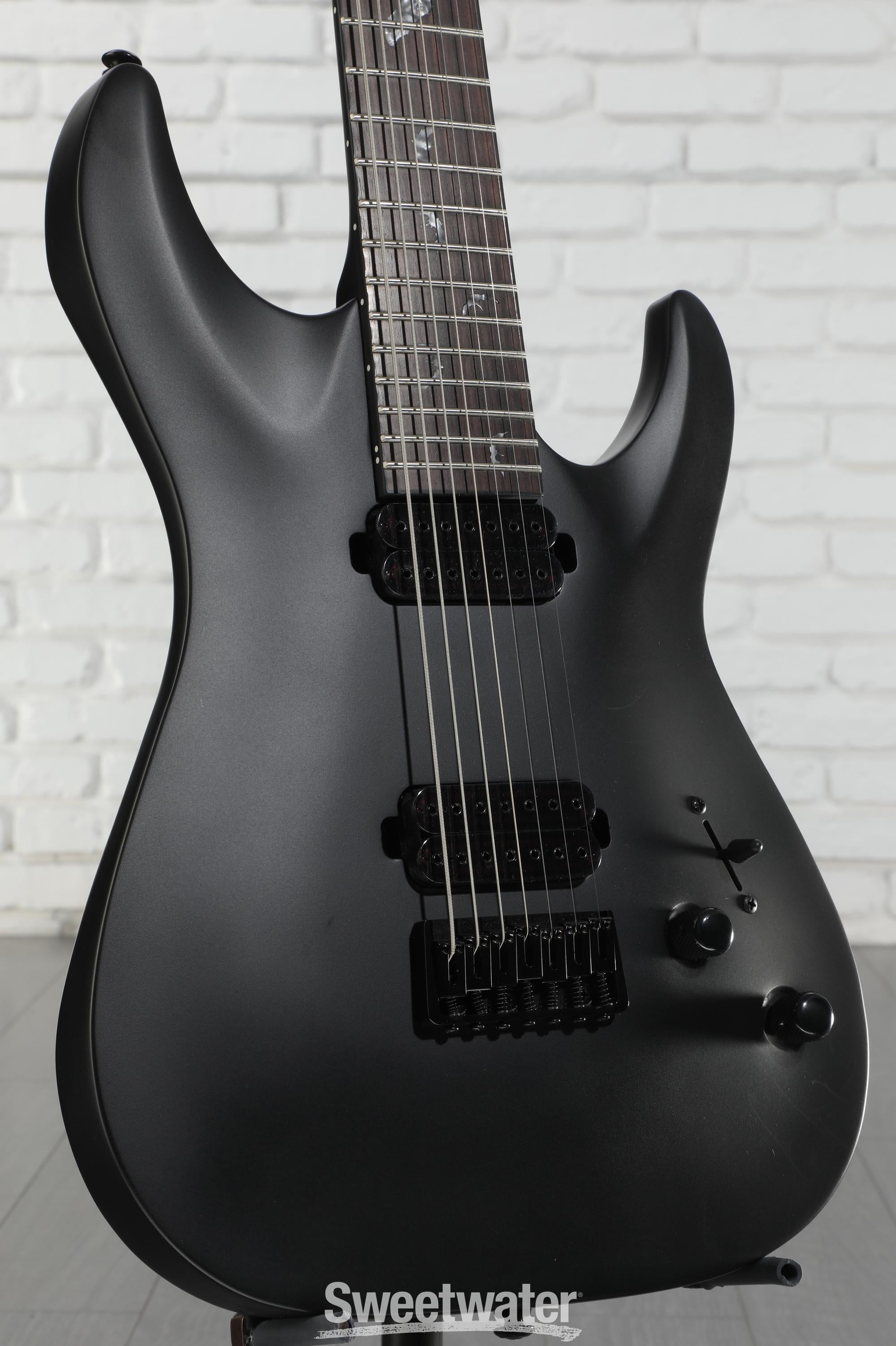 Schecter Damien-7 SBK Electric Guitar - Satin Black | Sweetwater
