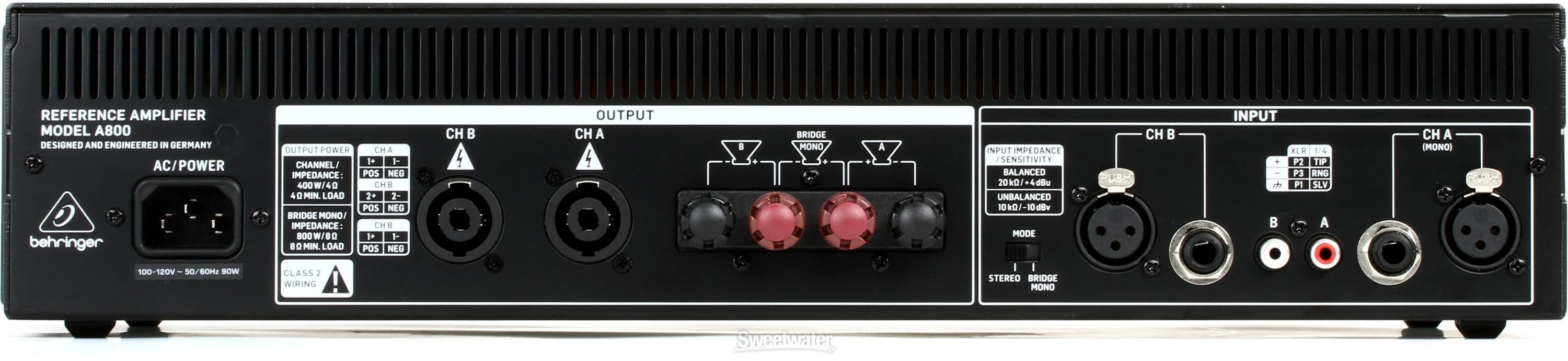 Behringer A800 800W 2-channel Power Amplifier | Sweetwater