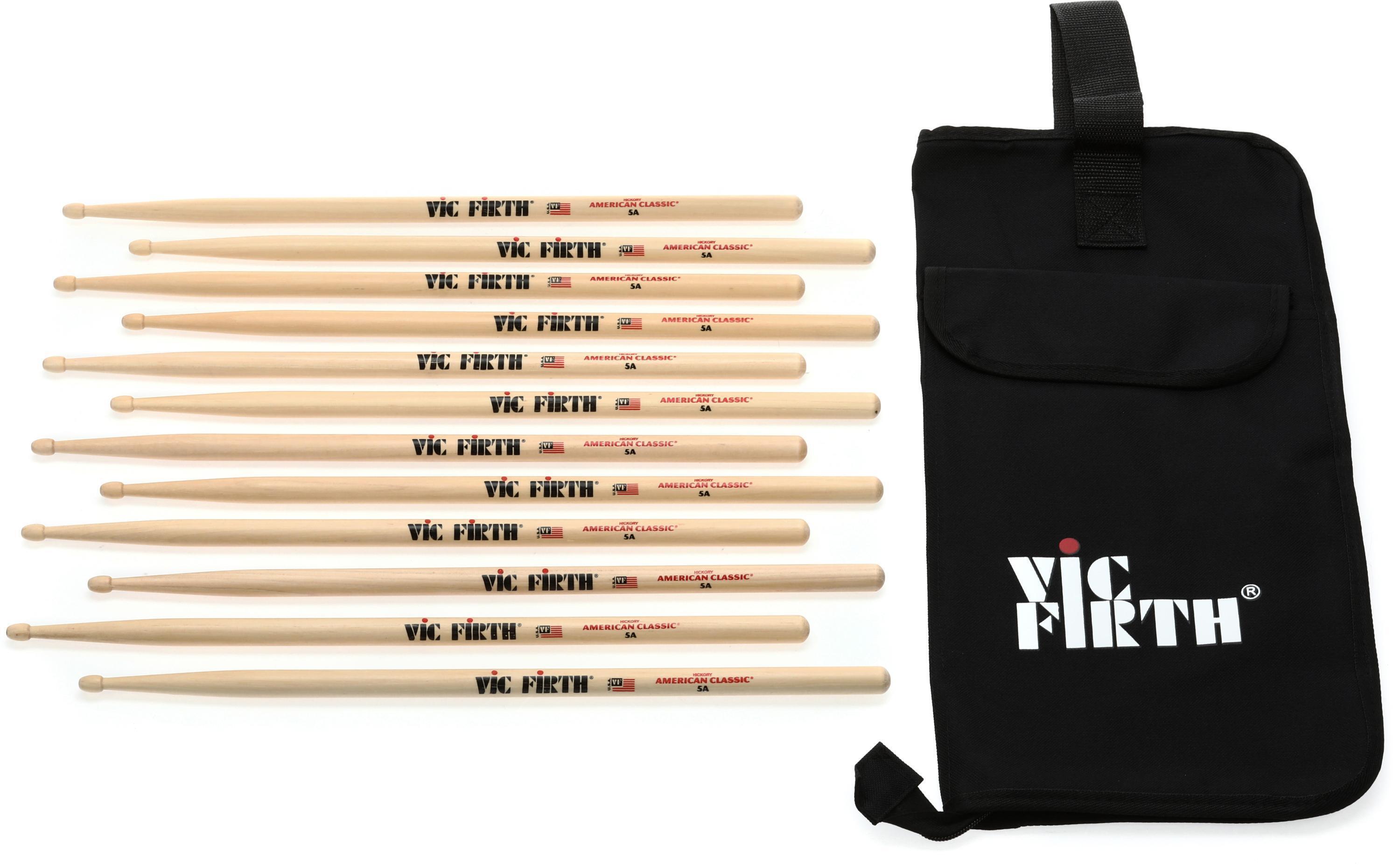 Vic Firth American Classic Drumsticks 6-pack - 5A - Wood Tip - with Free  Stick Bag