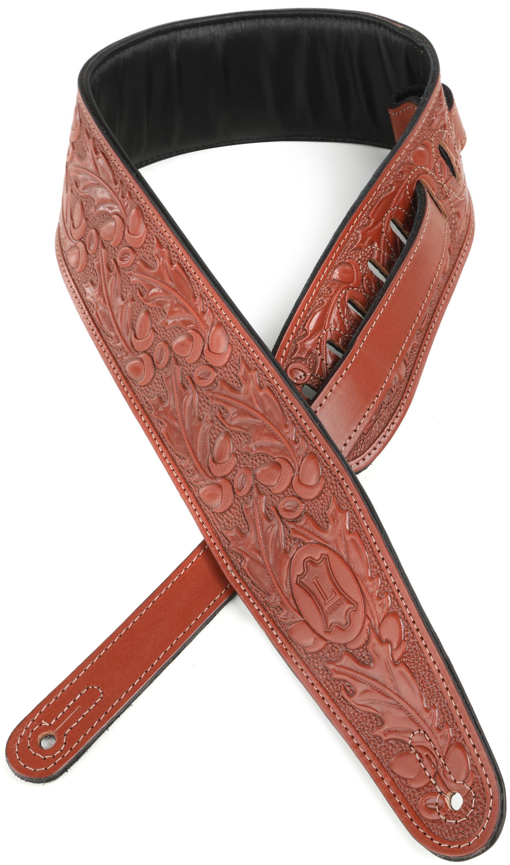 Levy's PM44T01 Leather Guitar Strap - Walnut