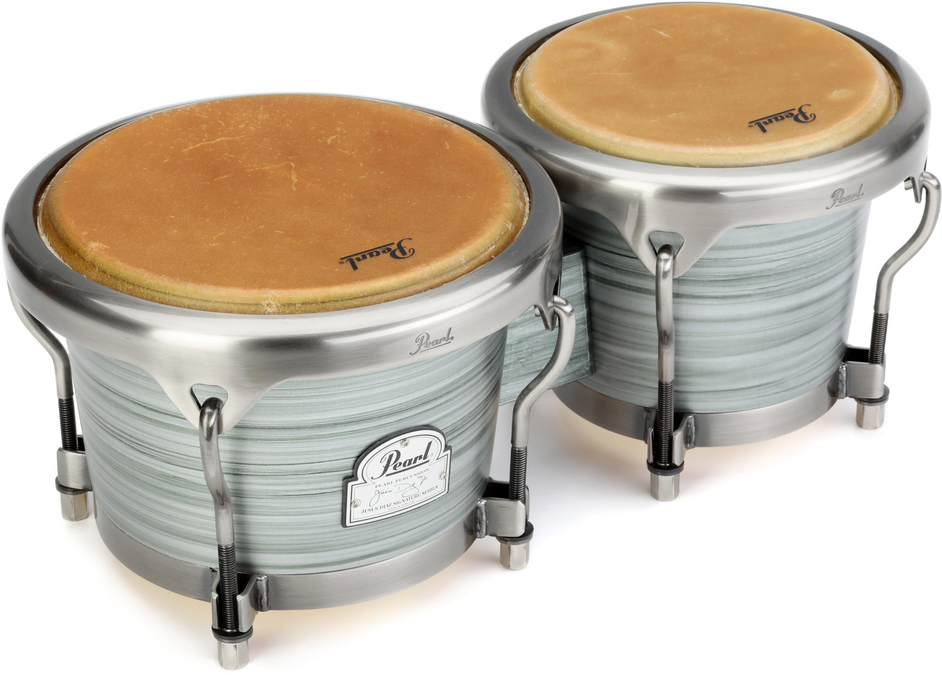 Pearl Signature Series Jesus Diaz Bongos - 7 inch, 8.5 inch, Brushed  Platinum