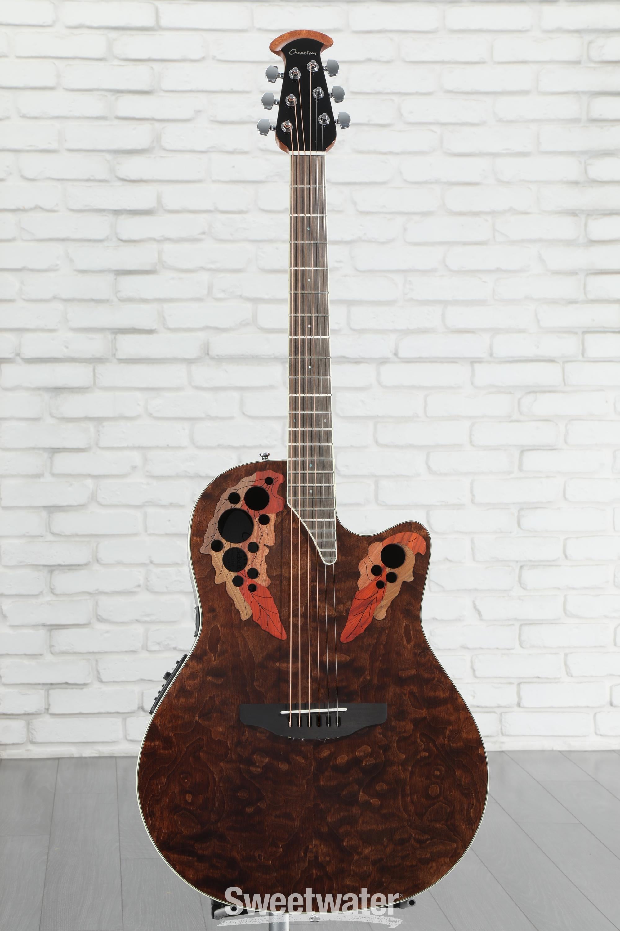 Ovation Celebrity Elite CE48P-TGE Super Shallow Acoustic-Electric Guitar -  Tiger Eye | Sweetwater