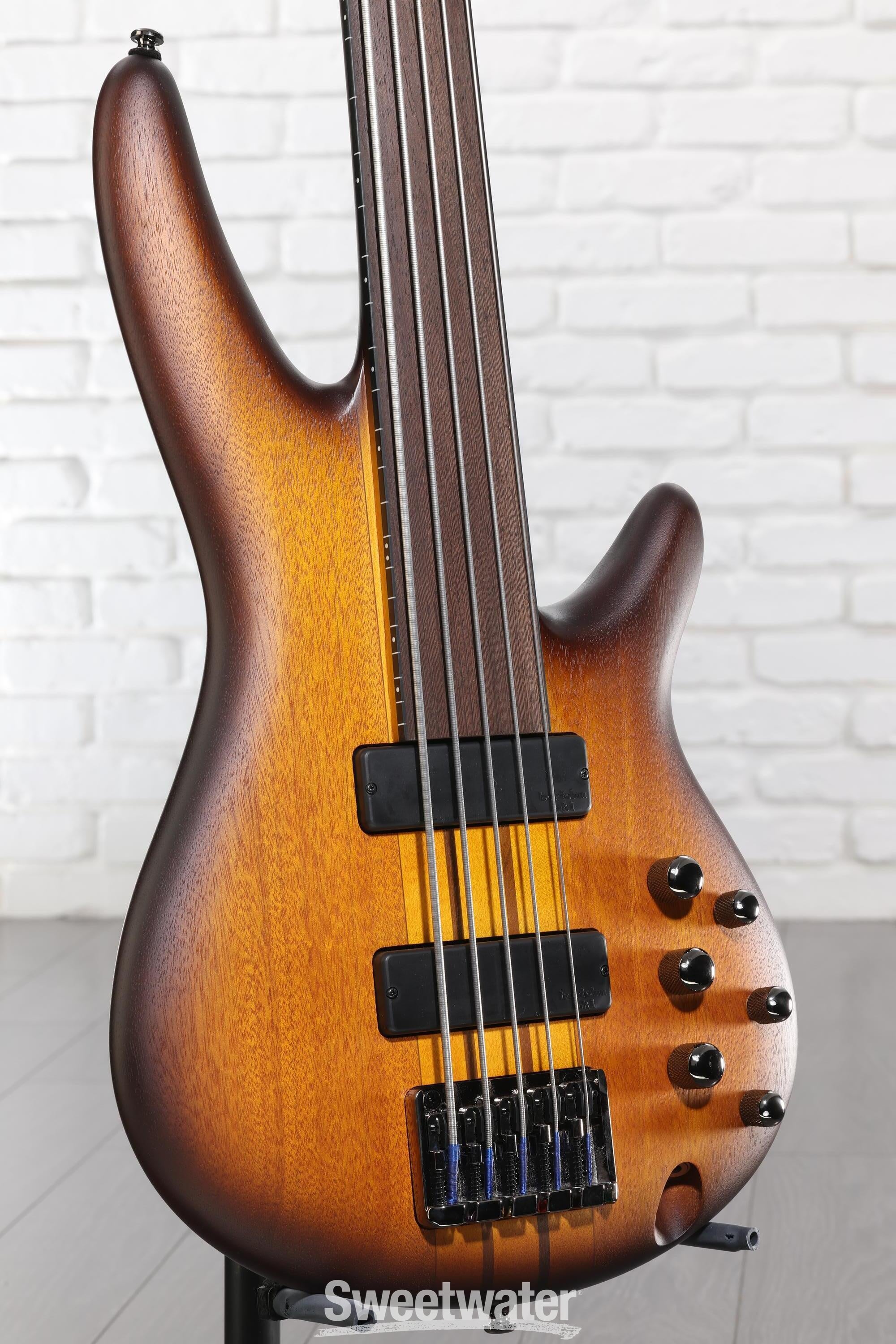 Photo of Ibanez Bass Workshop SRF705 Fretless Bass Guitar - Brown Burst Flat