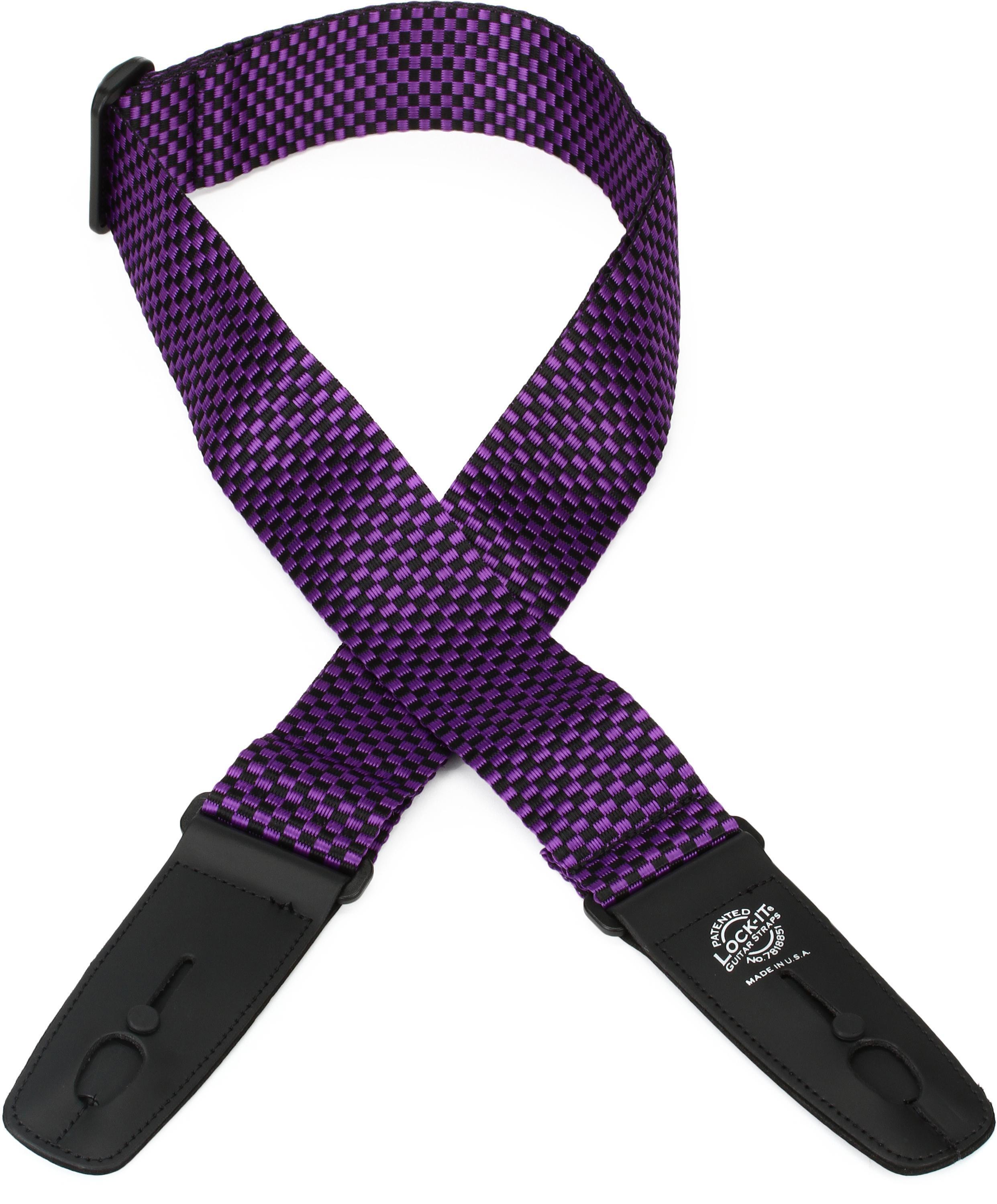 LockIt Straps Professional Gig Series 2" Purple Checker Poly Strap with Locking Ends Sweetwater