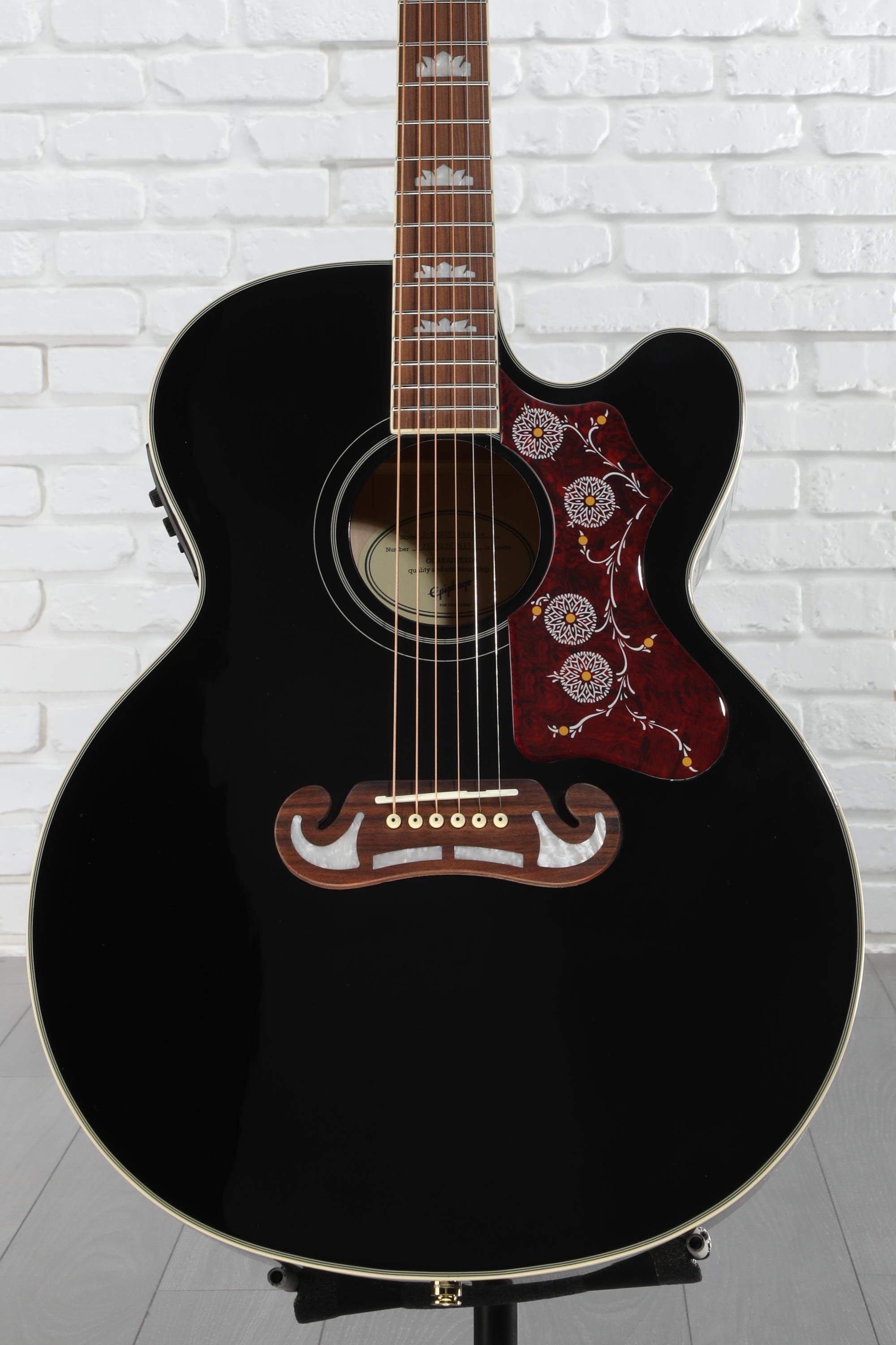 Epiphone J-200EC Studio Acoustic-Electric Guitar - Black | Sweetwater
